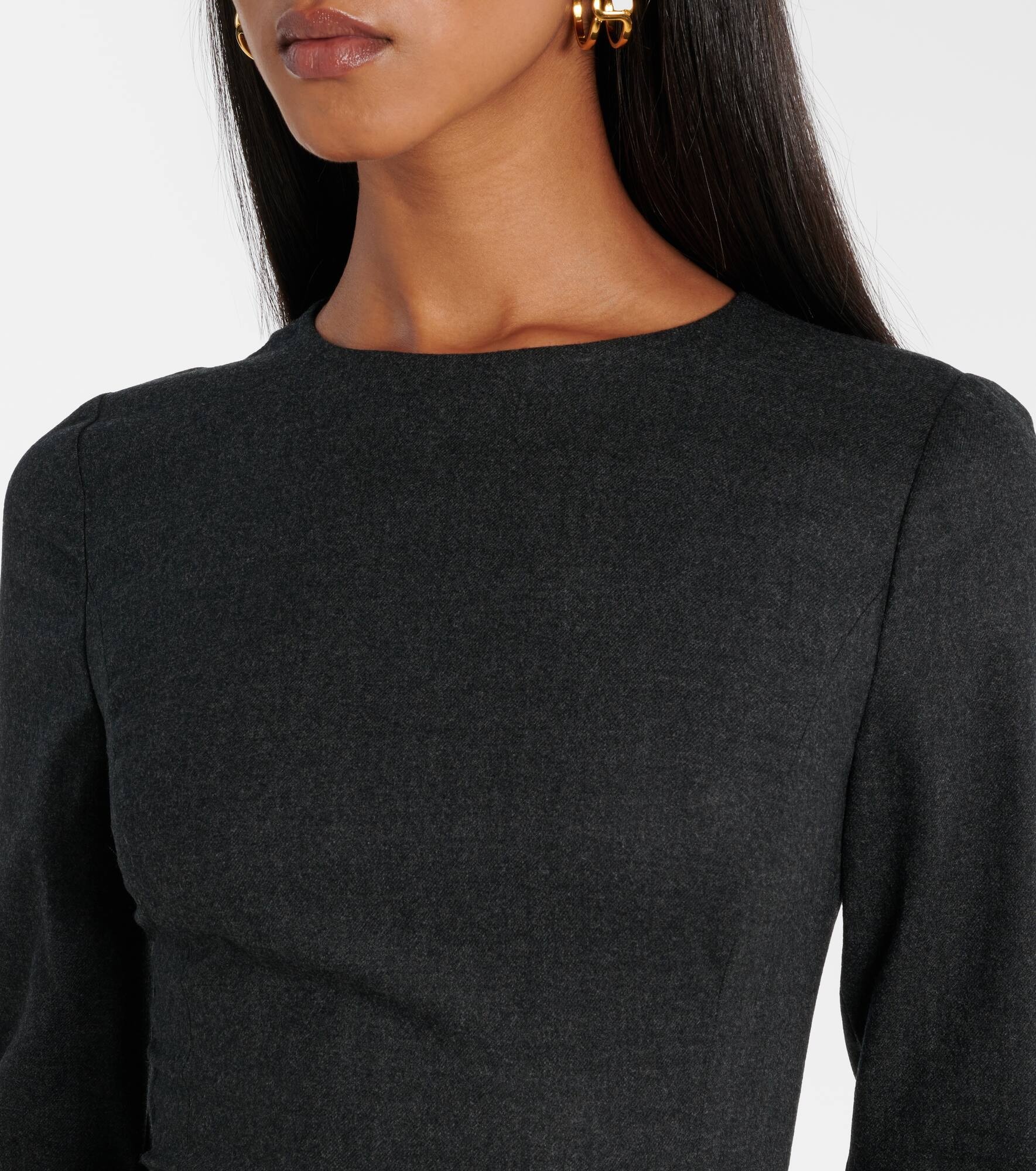 Peony asymmetric wool midi dress - 4