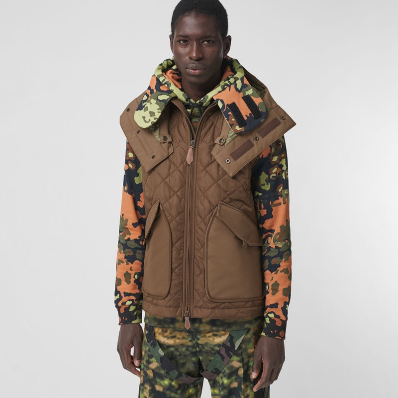 Detachable Hood Diamond Quilted Nylon Gilet 7