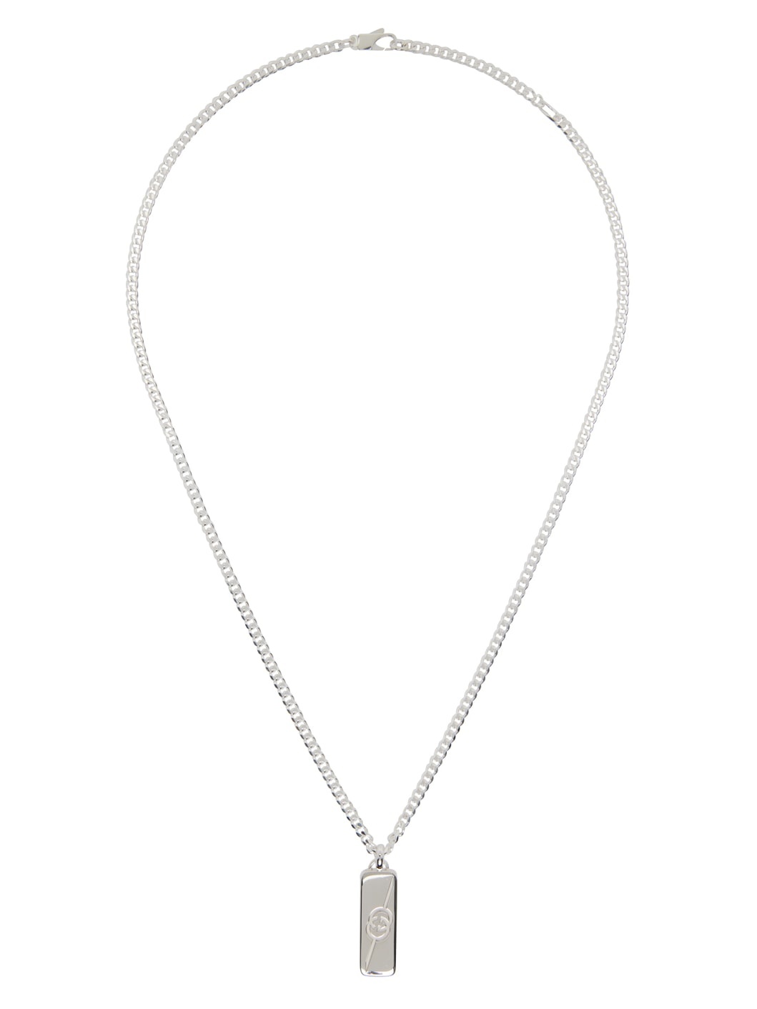 Silver Diagonal Interlocking G Necklace - 1