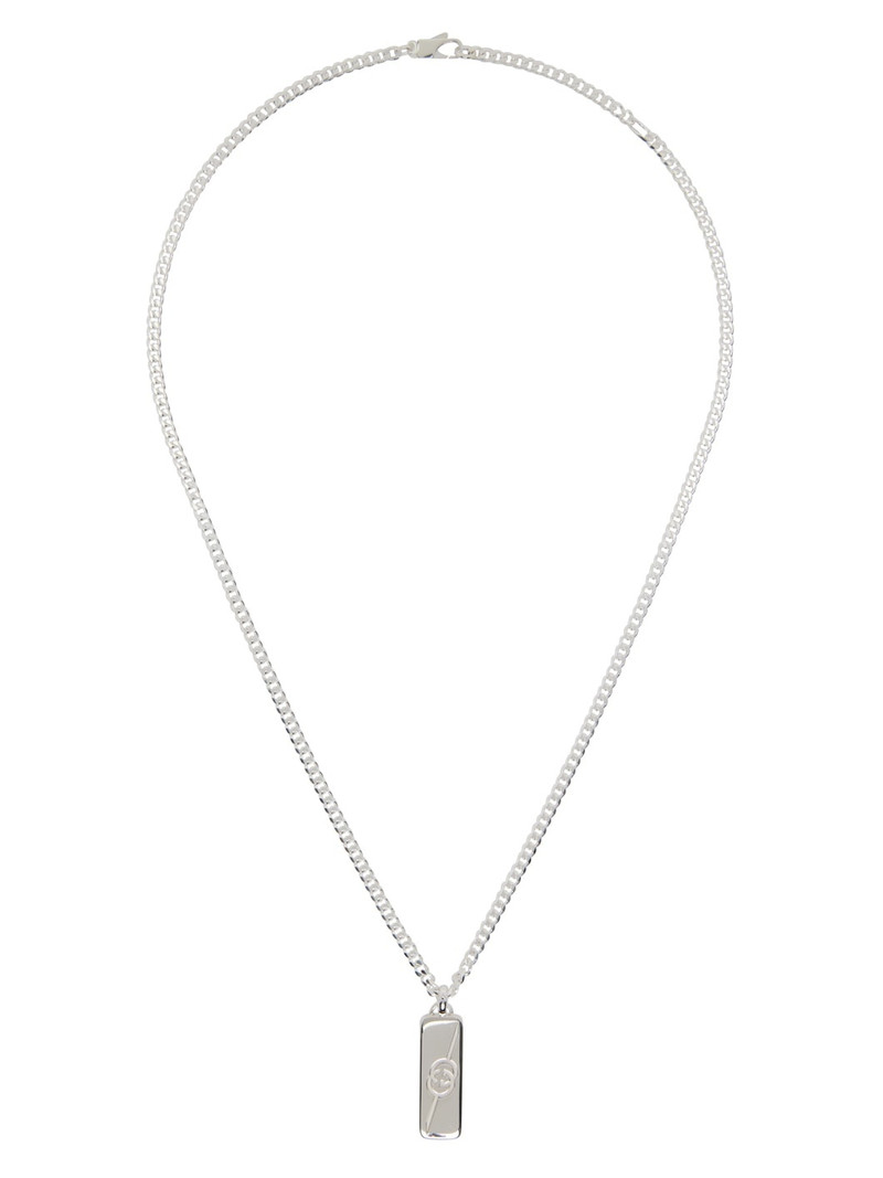 Silver Diagonal Interlocking G Necklace 1