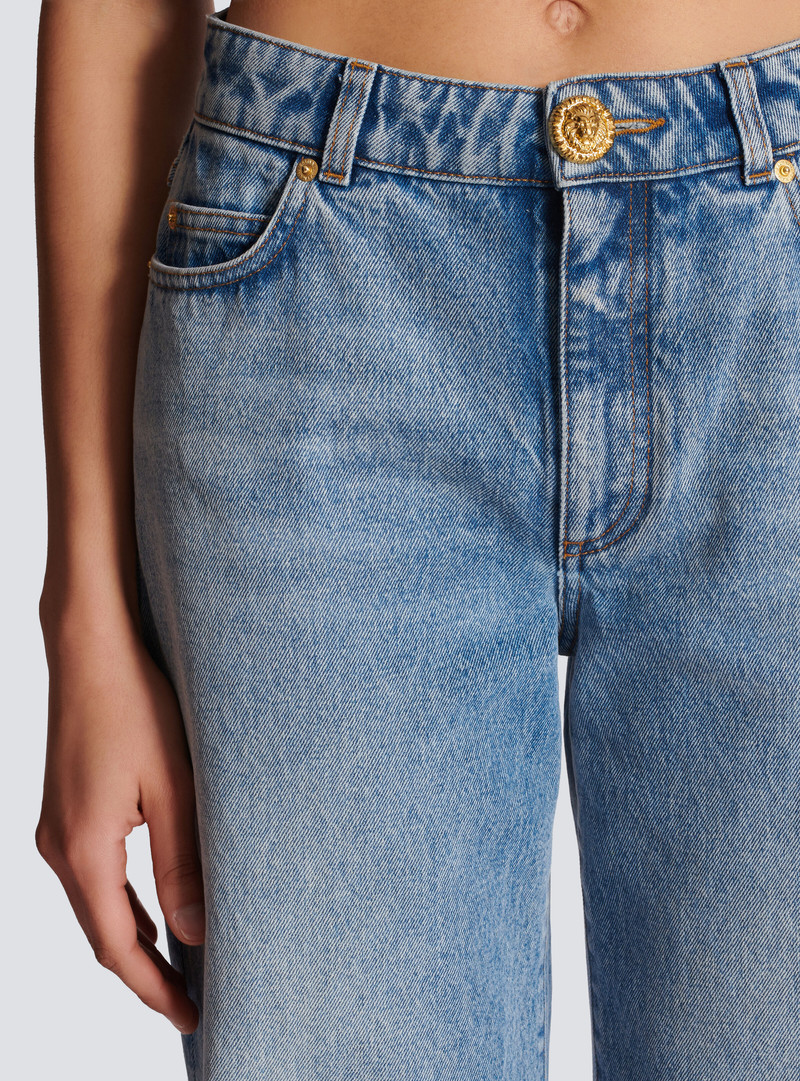 Straight-leg faded denim jeans 8