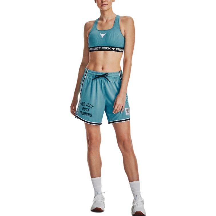 (WMNS) Under Armour Project Rock Penny Mesh Shorts 'Glacier Blue' 1377460-433 - 3