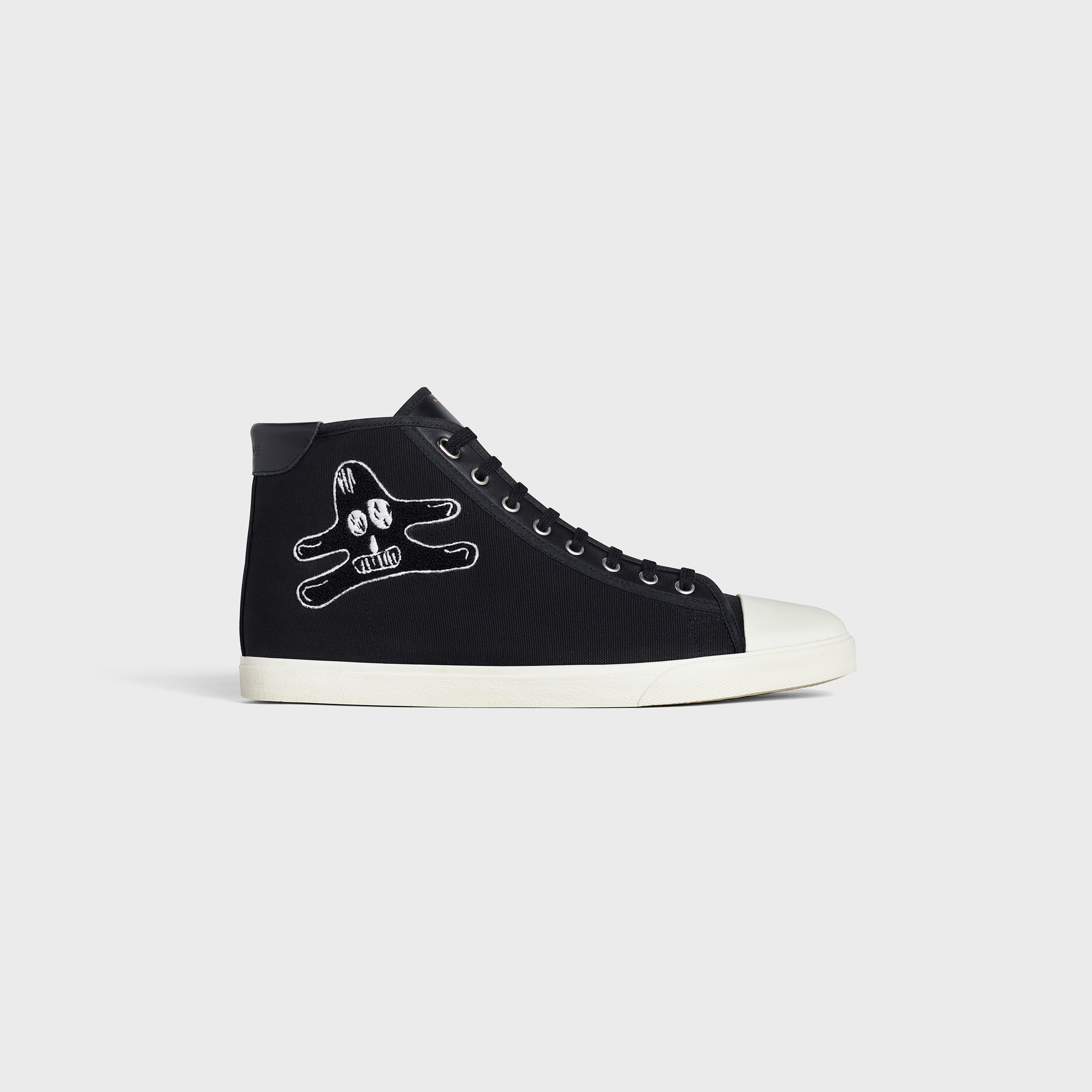 CELINE BLANK MID LACE UP SNEAKER IN CANVAS AND CALFSKIN WITH ANDRÉ BUTZER PRINT - 1