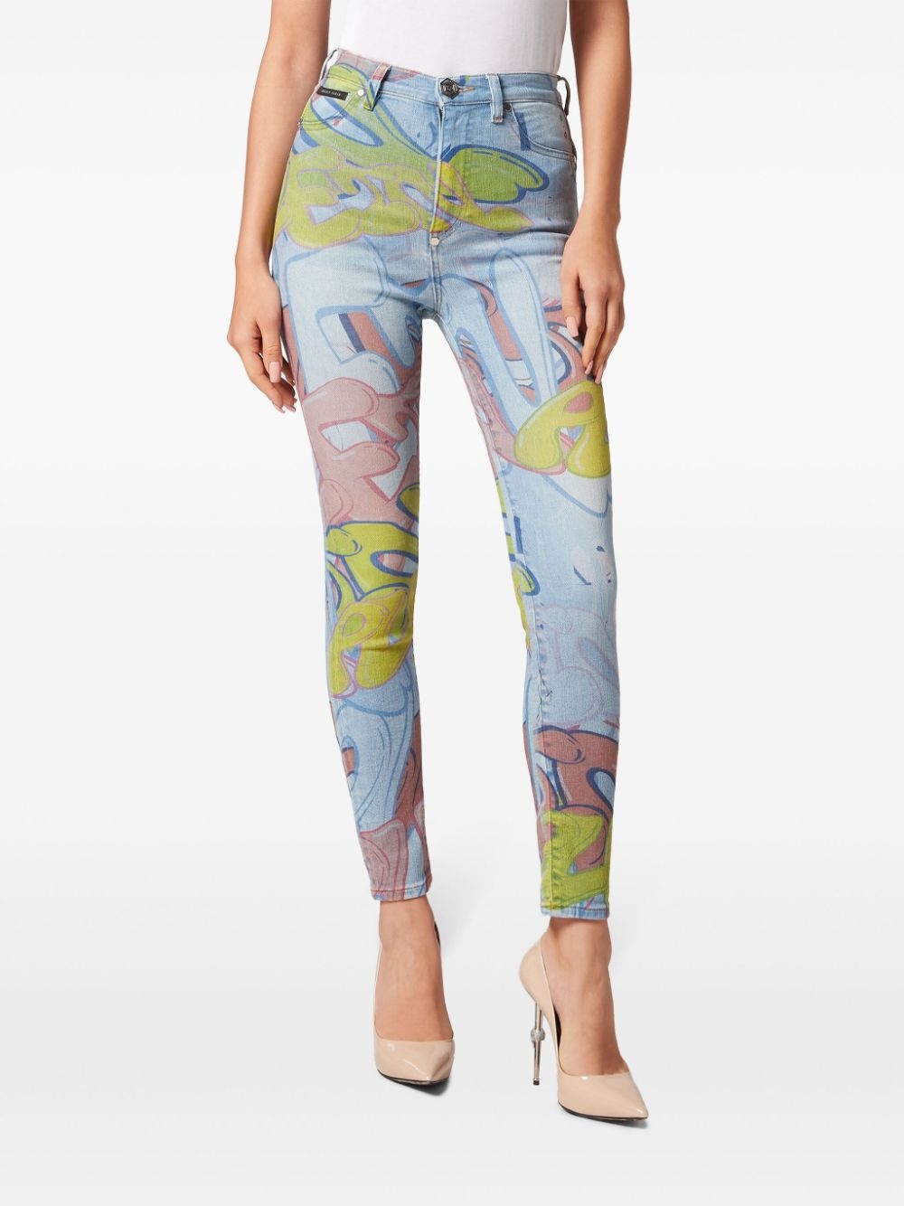 Bombing graffiti-print skinny jeans - 3