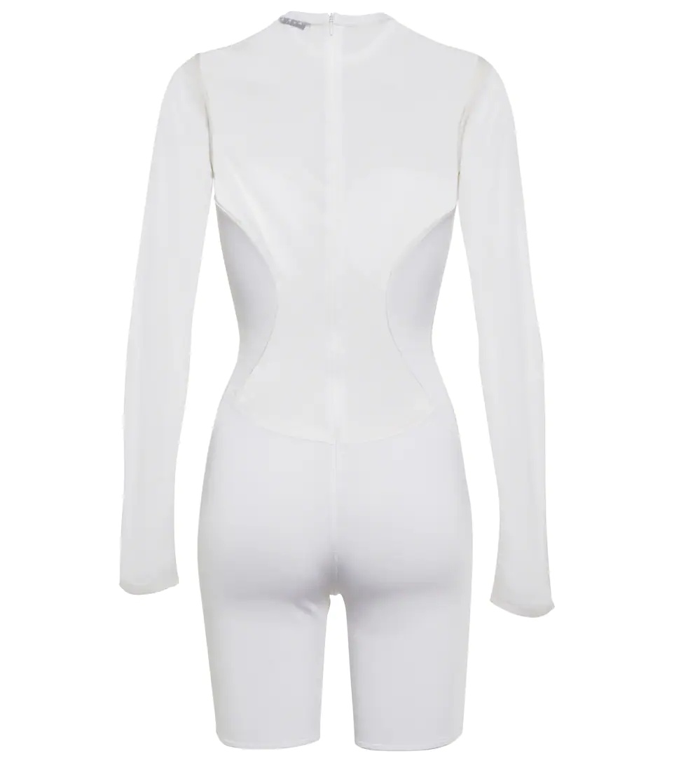 White Sheer Short Jumpsuit - 4