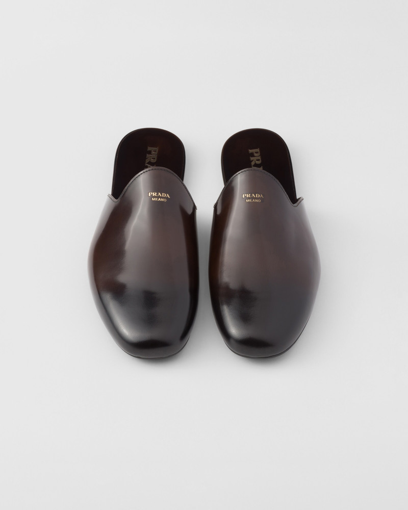 Brushed leather slippers 4