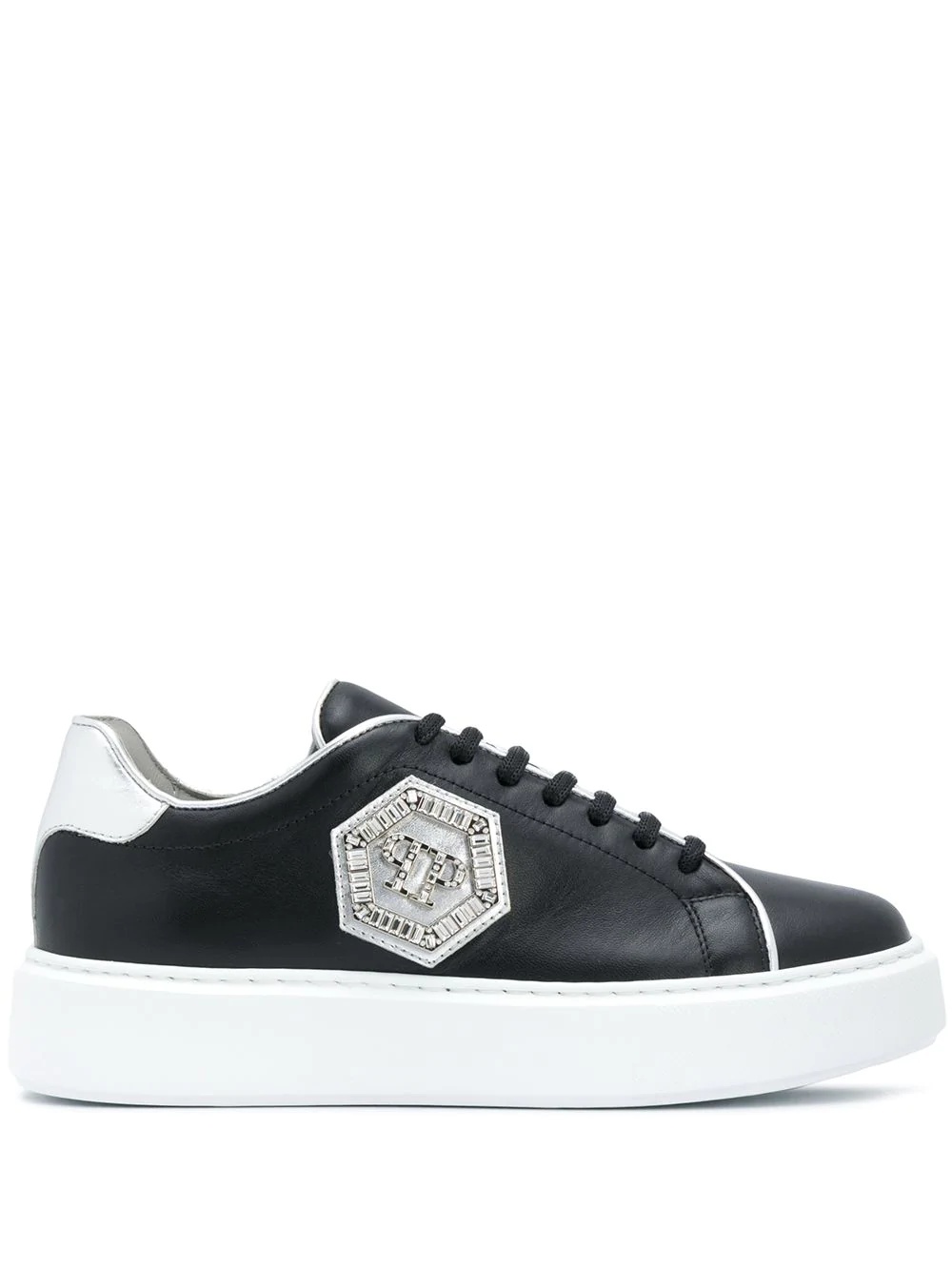 Hexagon plaque low-top sneakers - 1