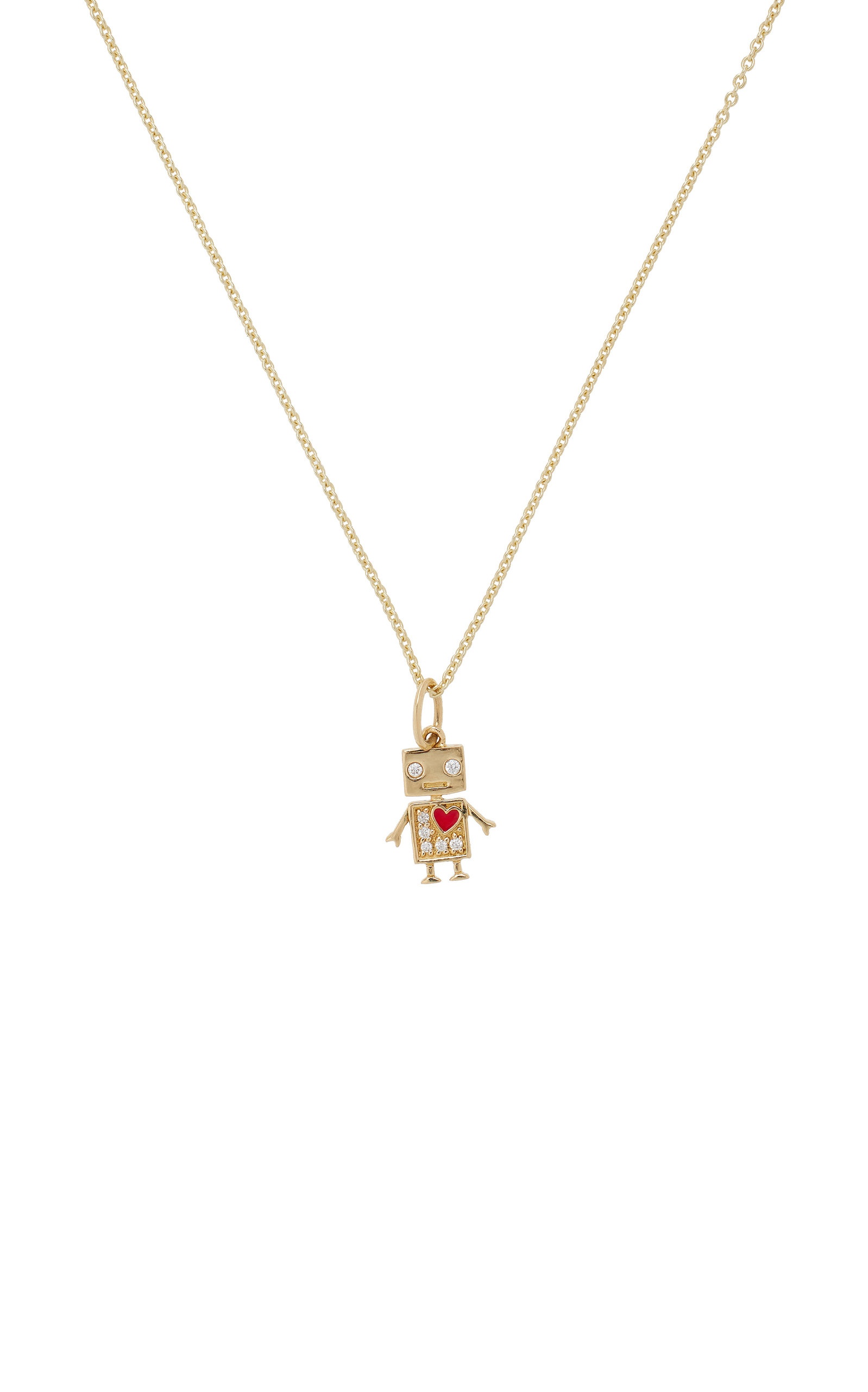 Baby Robot Charm Tiffany Chain 14K Gold Diamond Necklace gold - 3