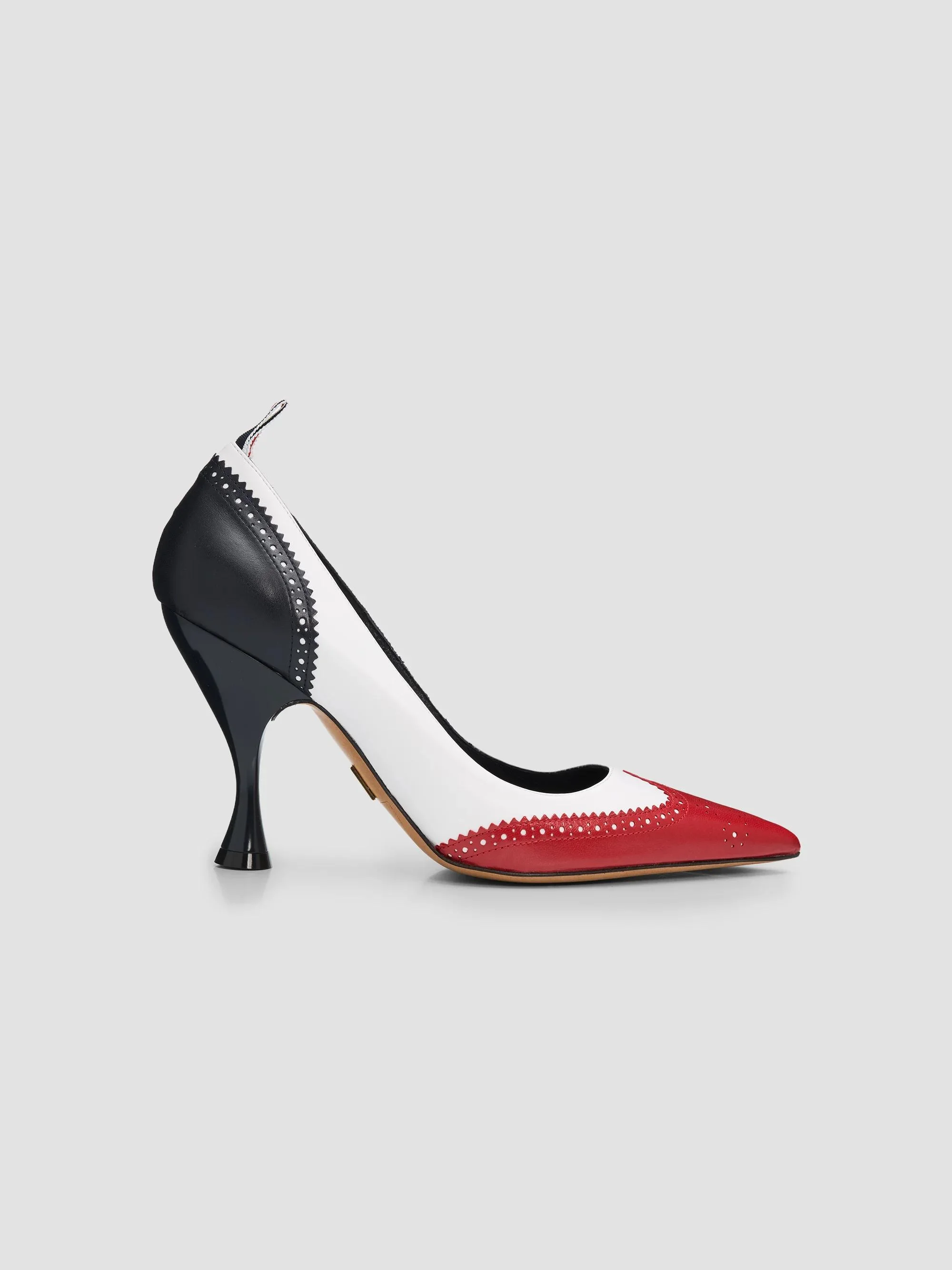Women's 90MM Wingtip Leather Pumps - Red Black White - 1