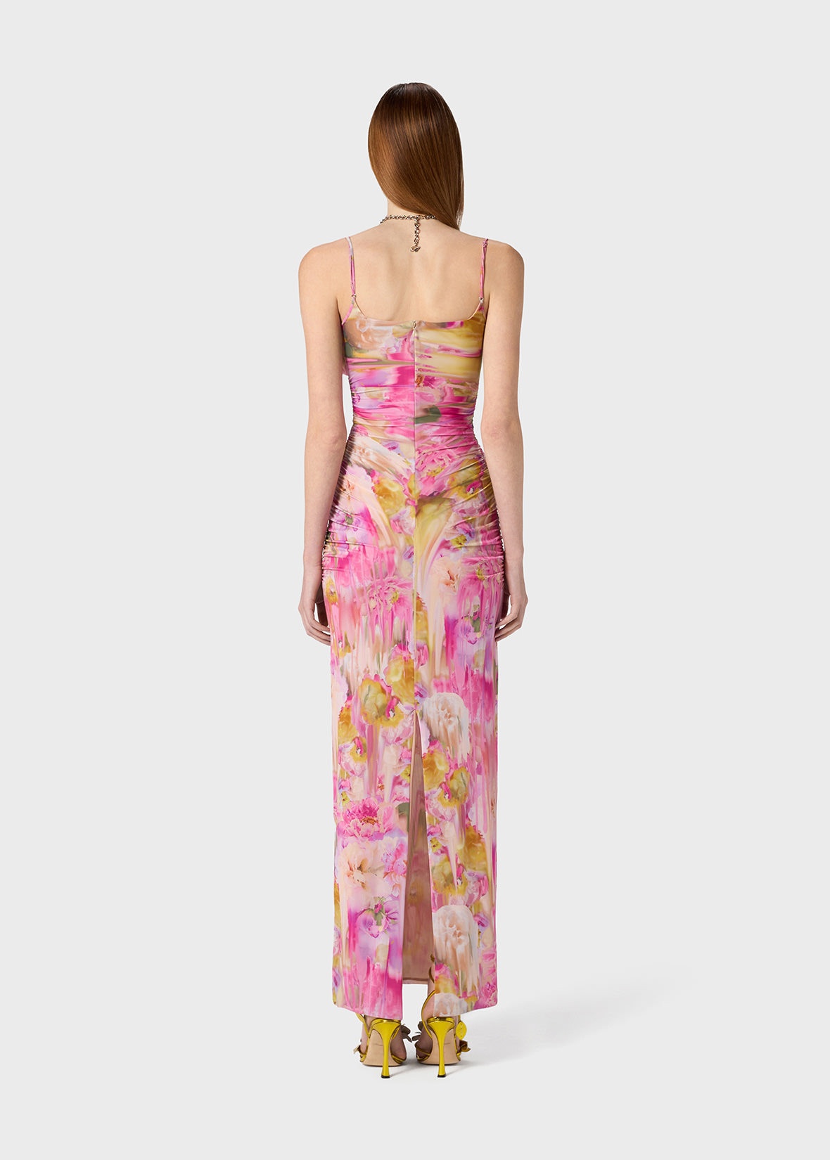 LONG DRESS IN PRINTED JERSEY WITH 3D FLOWER DECORATION - 4