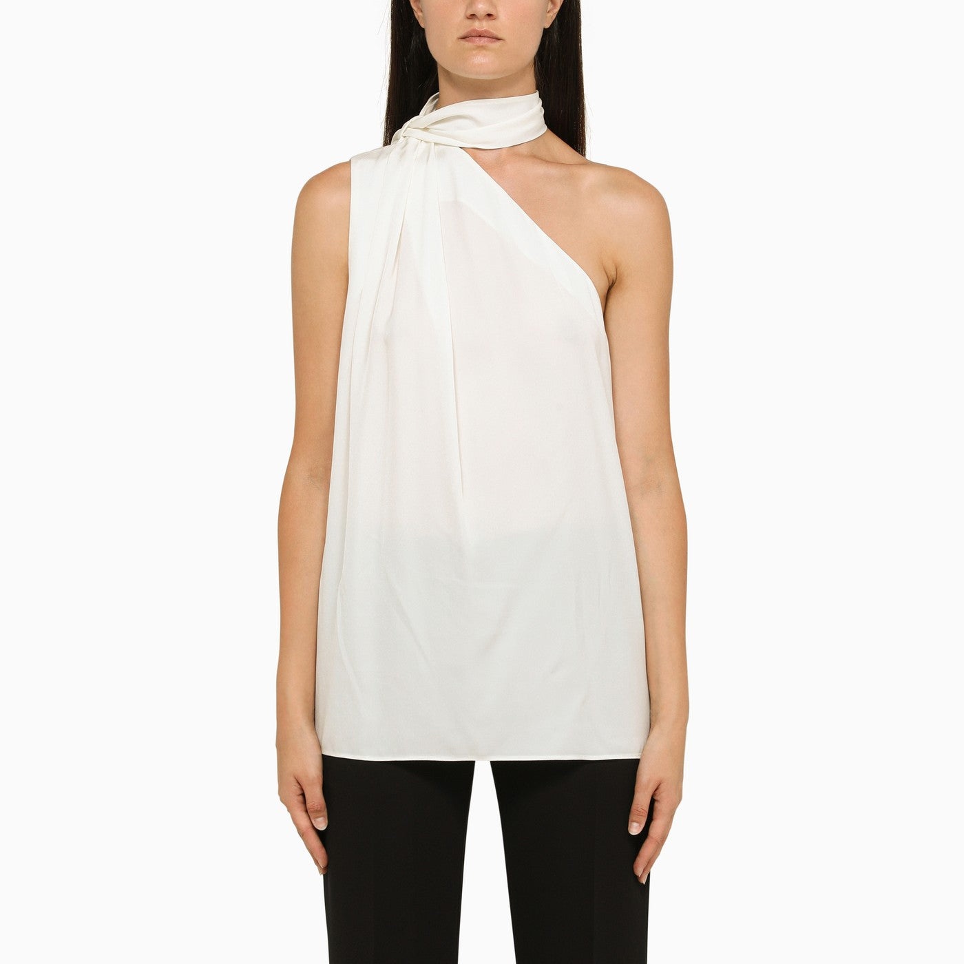 Stella Mc Cartney Cream Asymmetric Viscose Top - 1