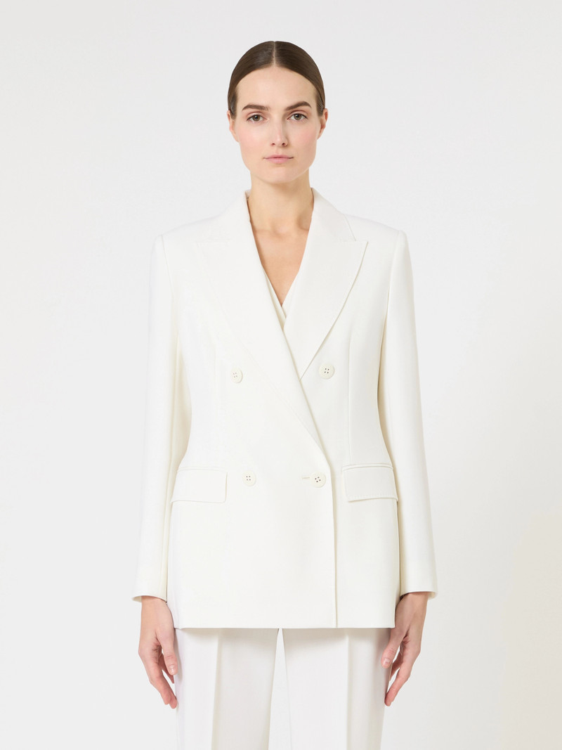 GREMBO Fitted wool crepe blazer - WHITE 3