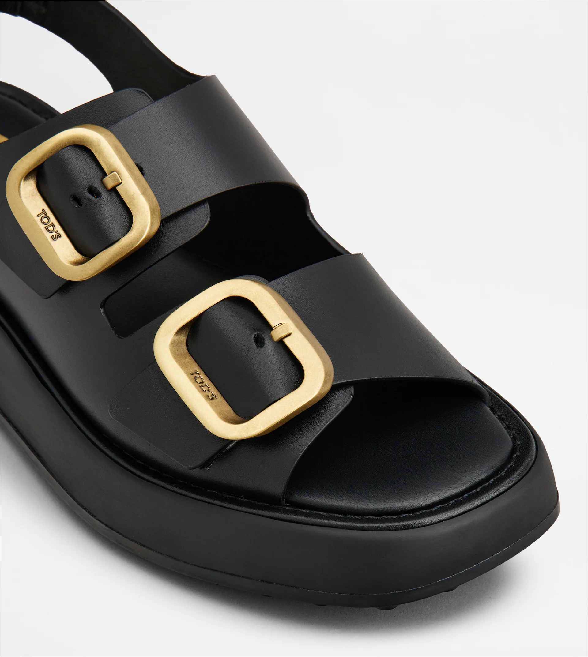 SANDALS IN LEATHER - BLACK - 4