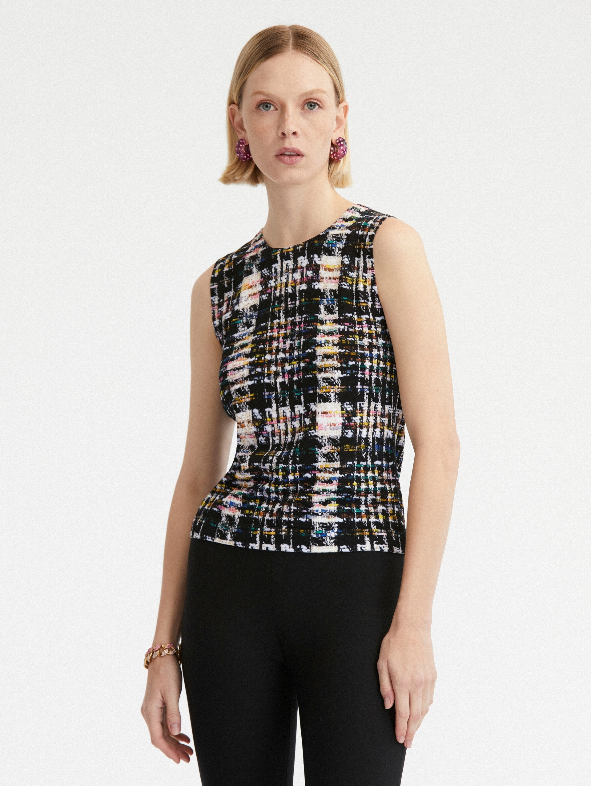 MULTICOLOR RIBBON TWEED TANK - 1