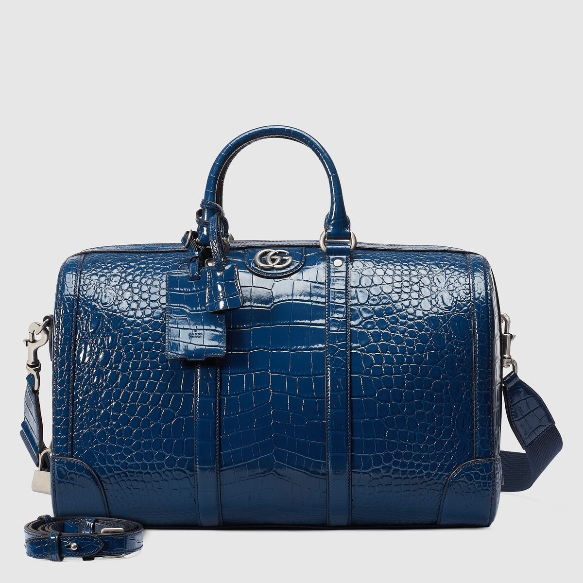 Crocodile duffle bag with Double G - 3