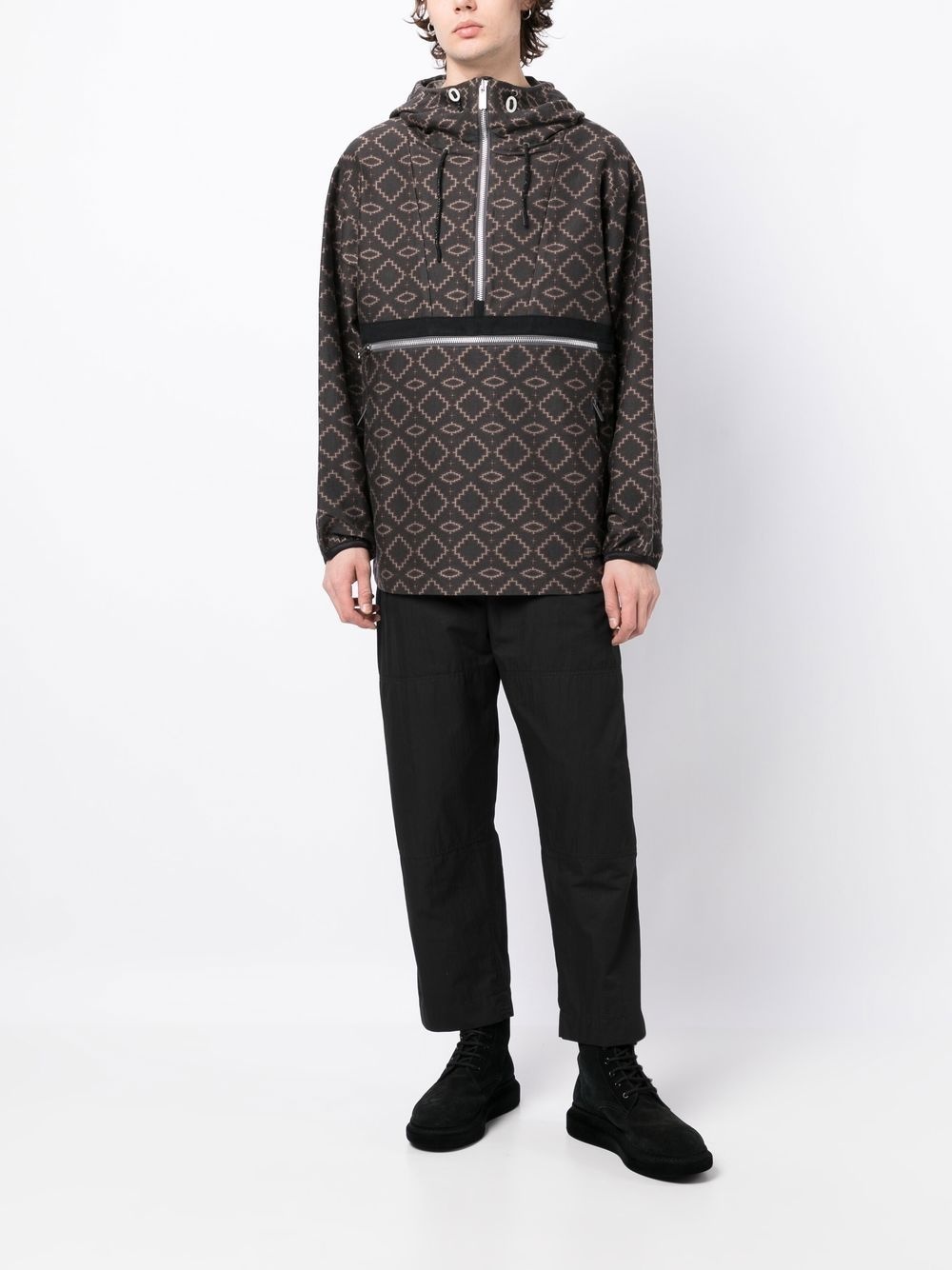 geometric pattern half-zipped jacket - 2