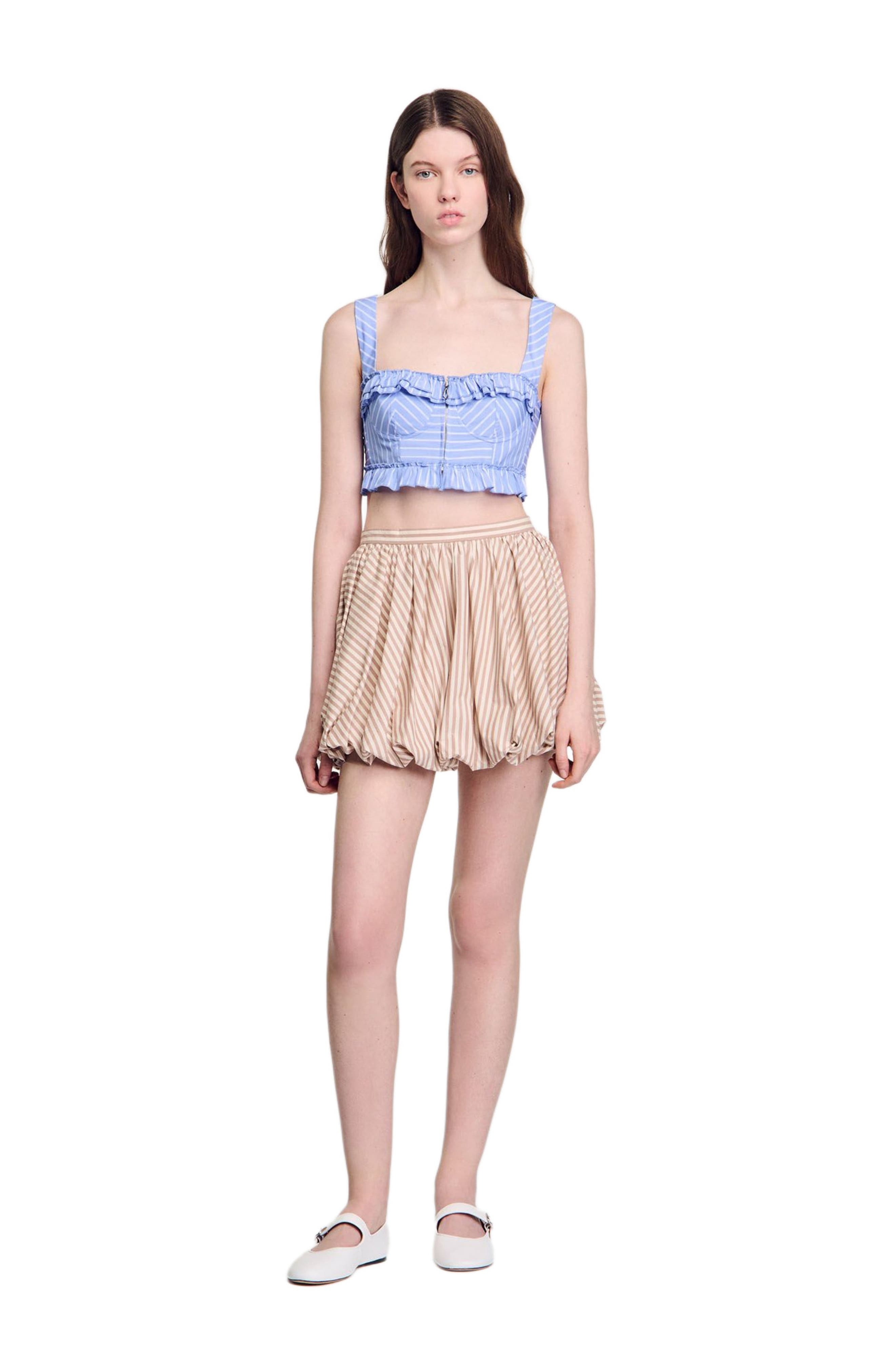 SANDRO Striped crop top in Blu /White at Nordstrom - 6