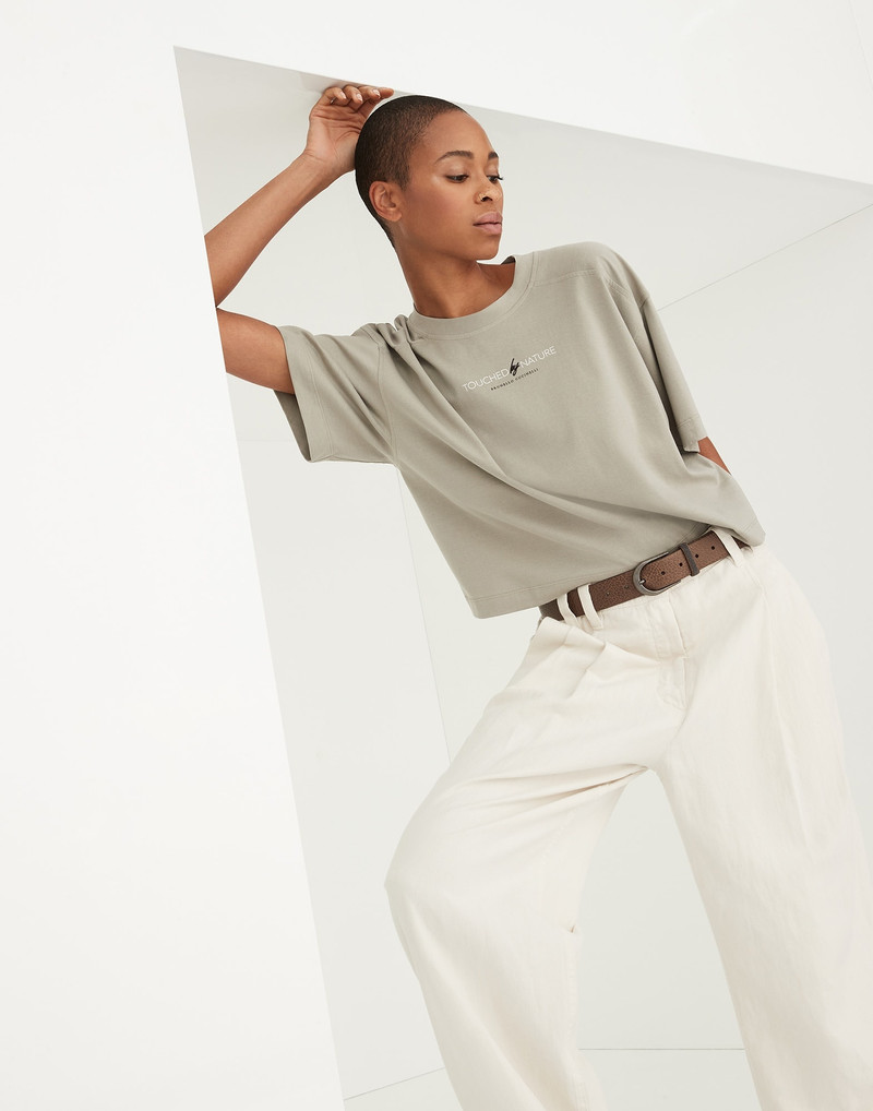 Cropped Nature T-shirt의 코튼 경량 저지와 monili 4