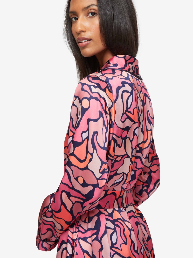 Women's Long Dressing Gown Brindisi 85 Silk Satin Multi - 5