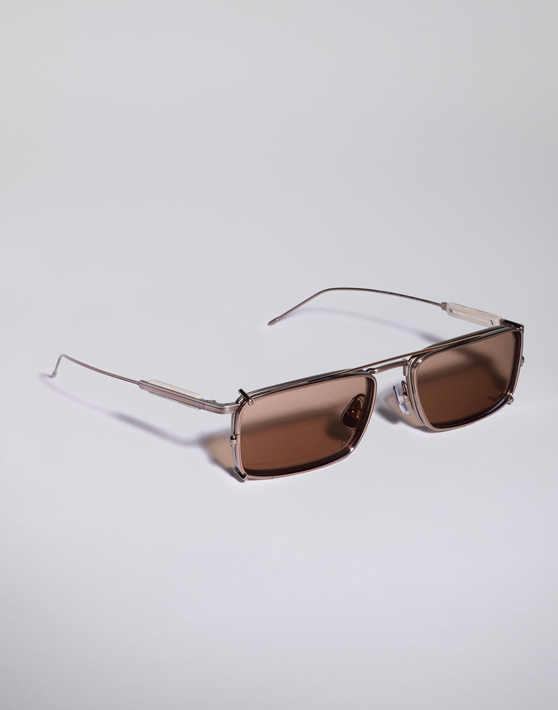 Brunello Cucinelli Titanium frame with clip-on sun lens outlook