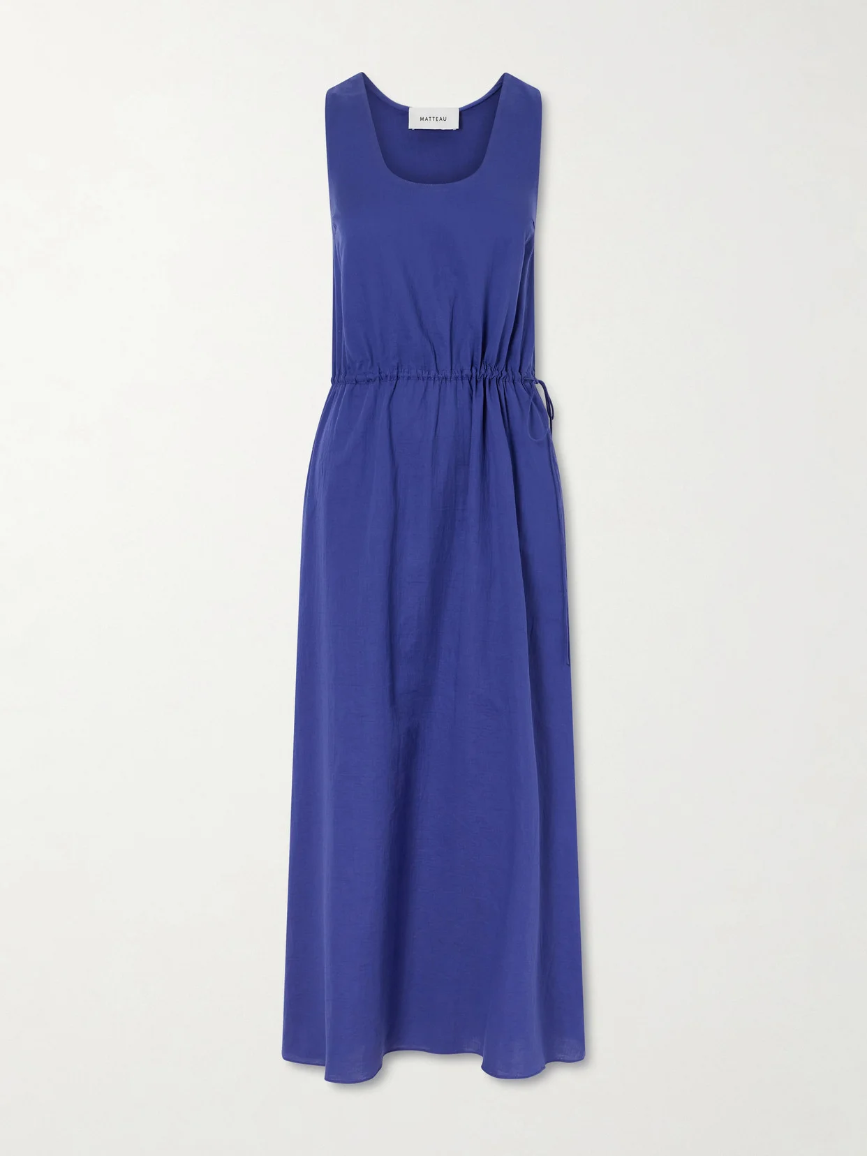 Tie-detailed Gathered Cotton Midi Dress - 1