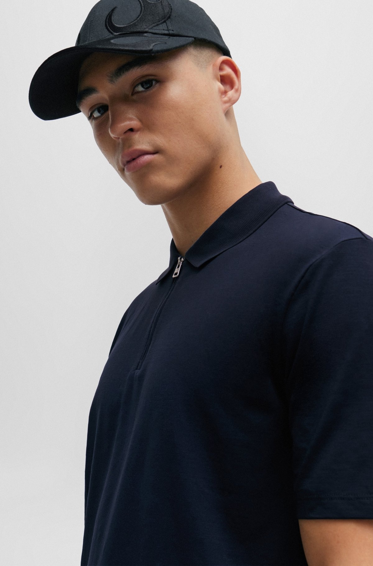 COTTON-BLEND POLO SHIRT WITH ZIP PLACKET - 3