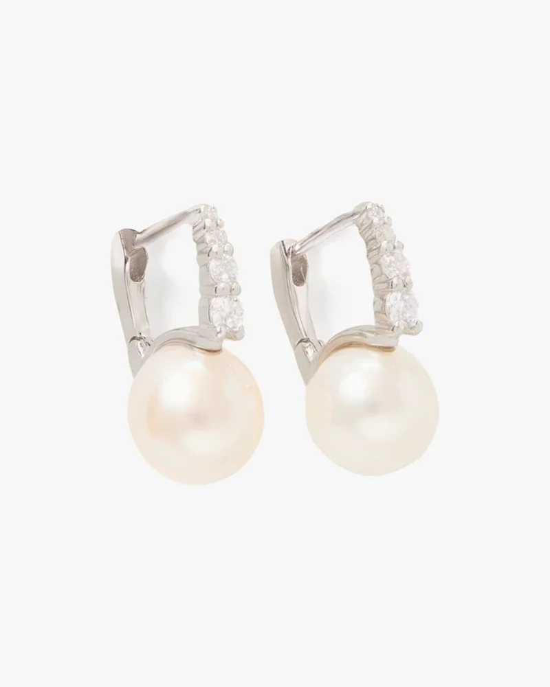 Kate Spade Fine Meant To Be Pearl & Diamond Huggies - 1
