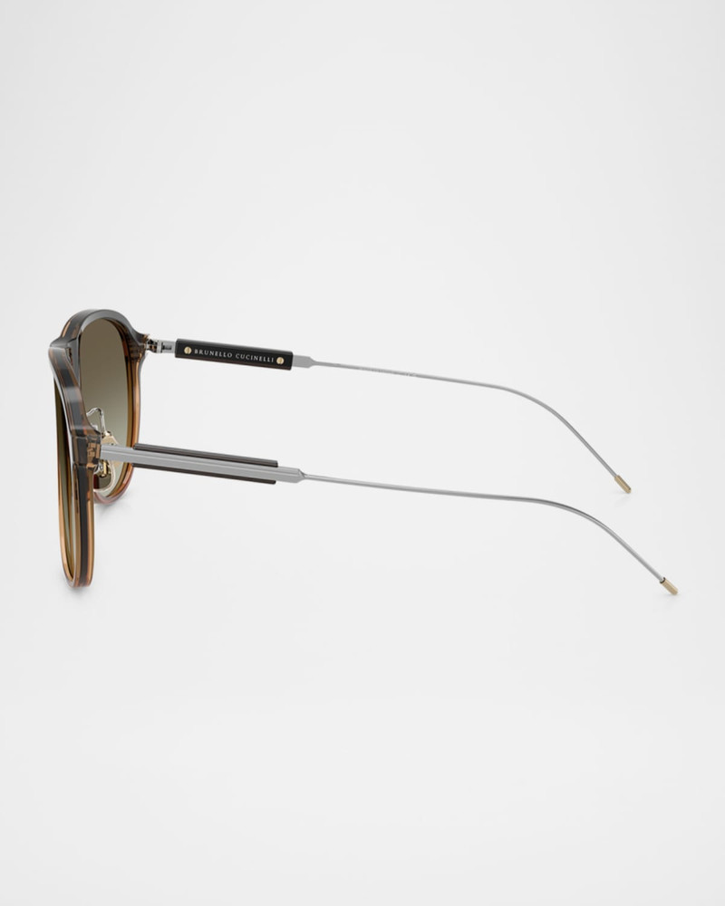 Brunello Cucinelli Men's BC4011S Aviator Sunglasses outlook