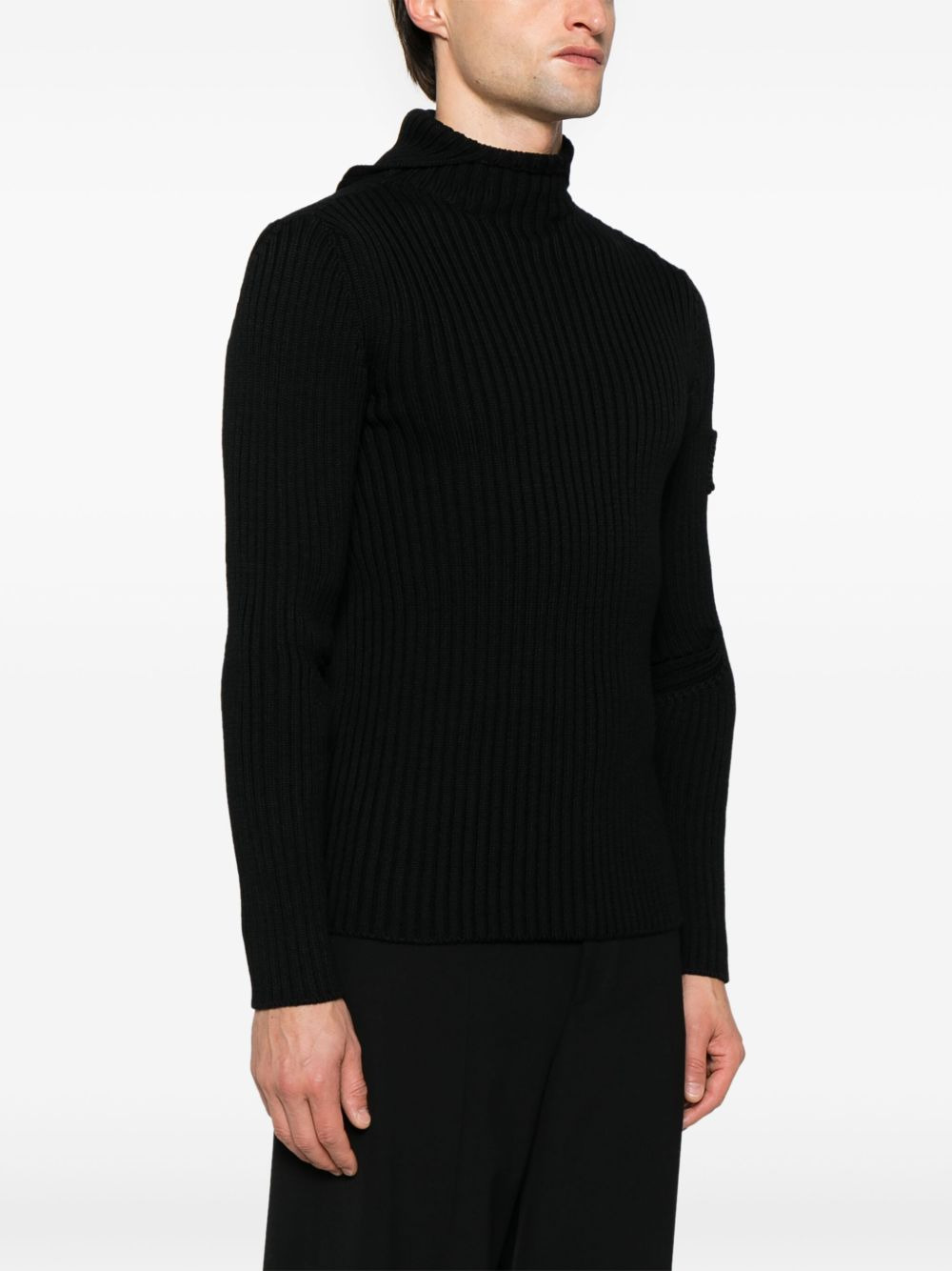 ribbed-knit hoodie - 3