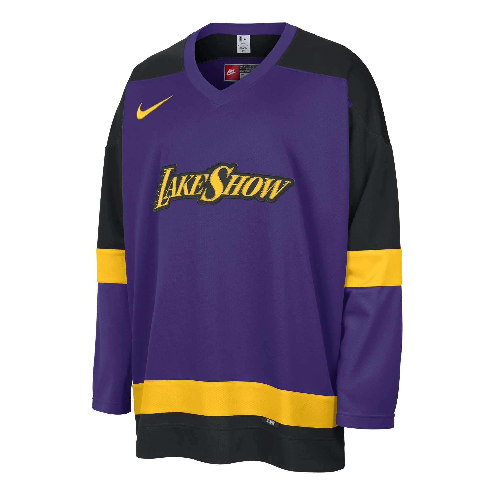 Air Jordan Los Angeles Lakers City Edition NBA Hockey Jersey Asia Sizing 'Field Purple Black Amarill - 1