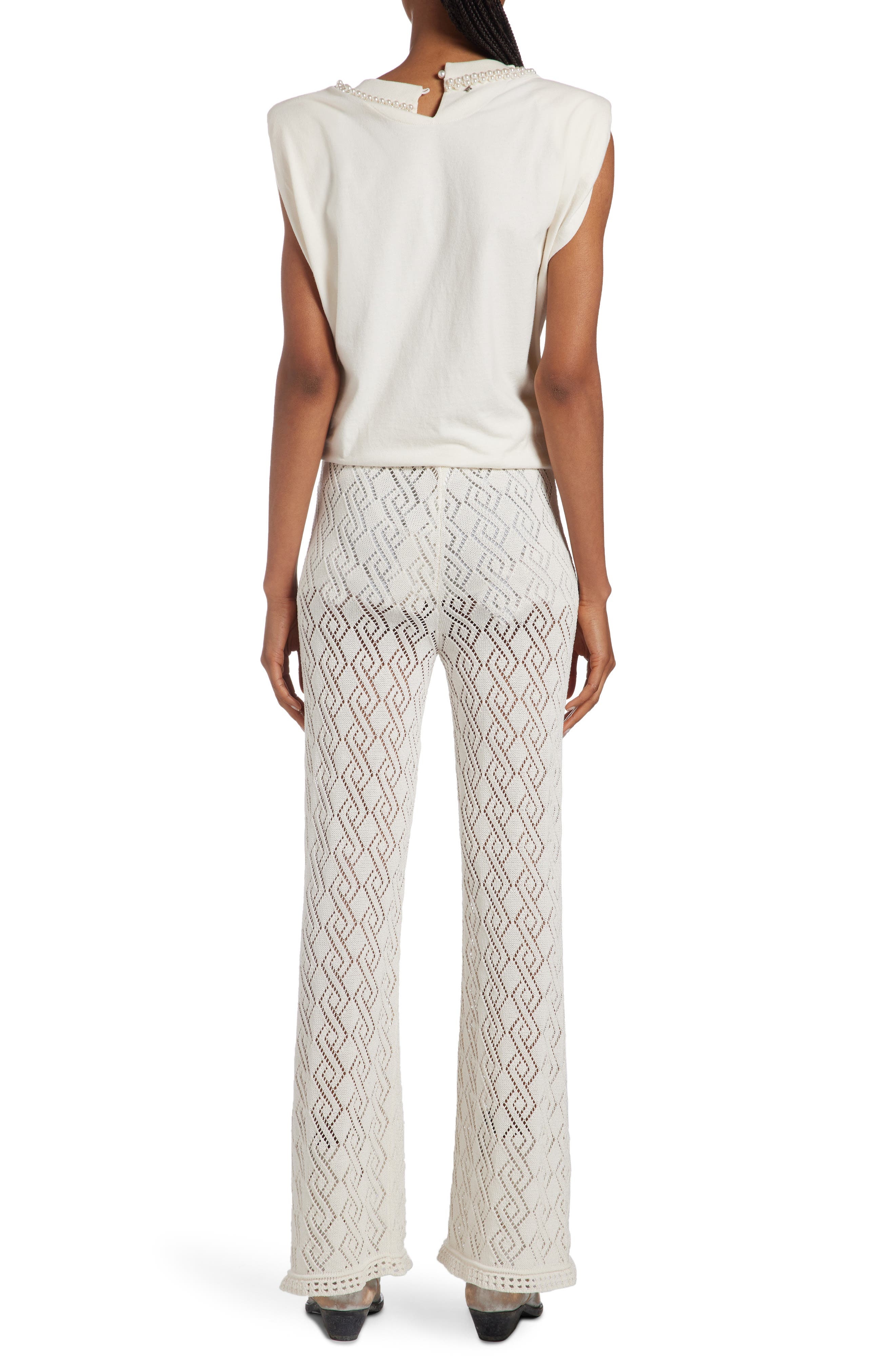 Open Stitch Wide Leg Pants - 3