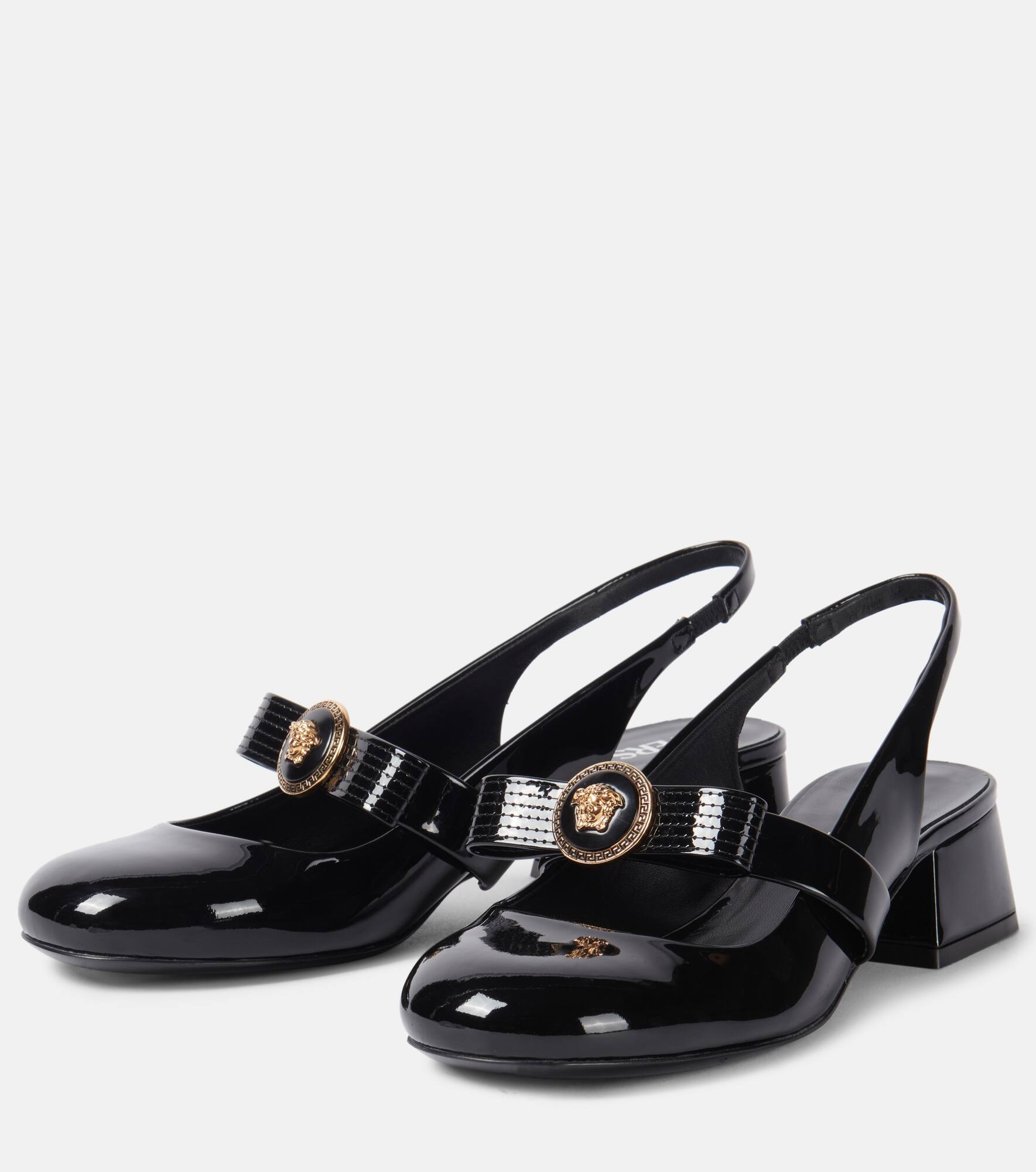 Gianni Ribbon patent leather slingback pumps - 4
