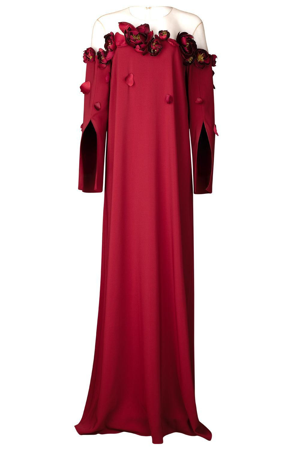 Illusion Off Shoulder Embroidered Caftan - 1