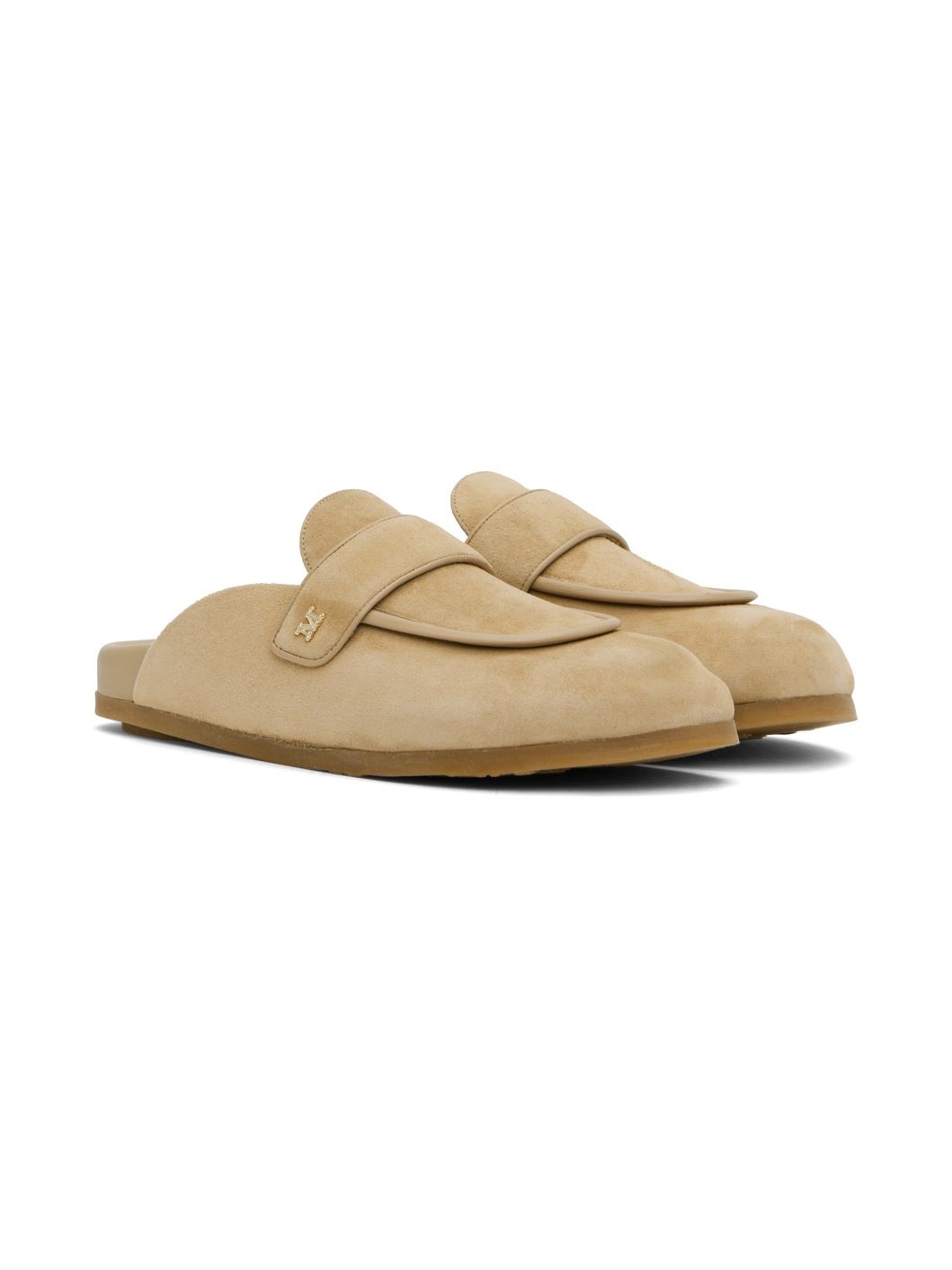 Beige Soft Suede Mules - 4