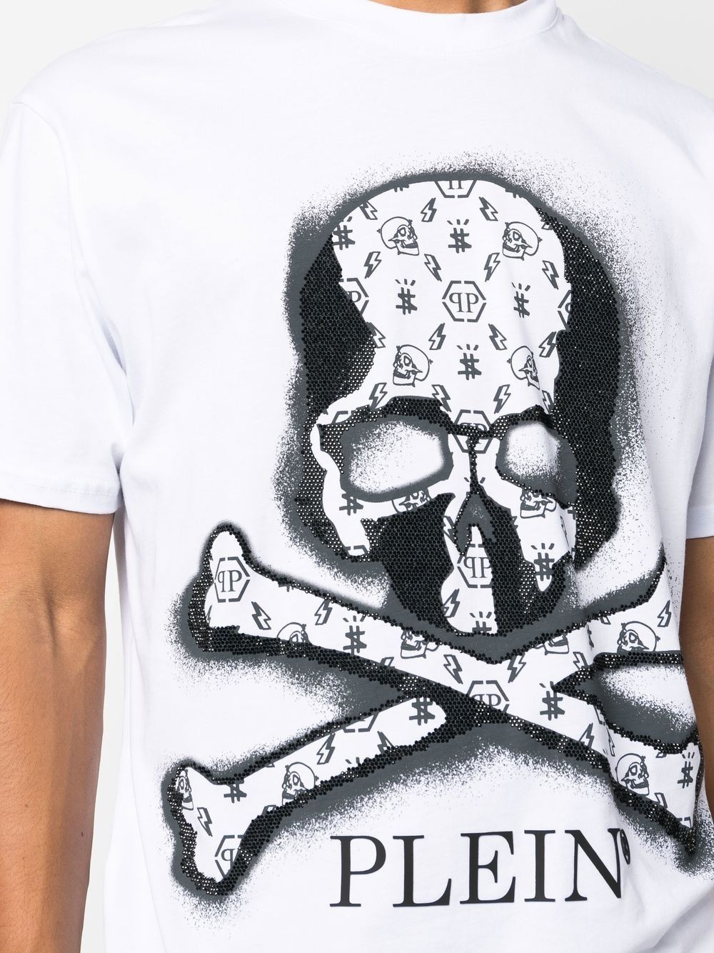 skull-print rhinestone T-shirt - 5