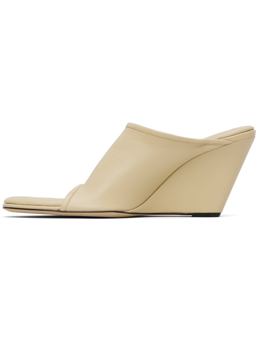 Beige 75mm Stretch Mules - 3
