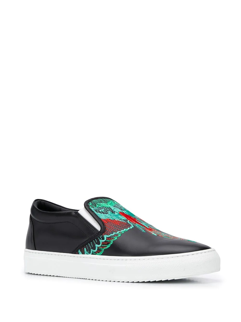 embroidered wings slip-on sneakers - 2