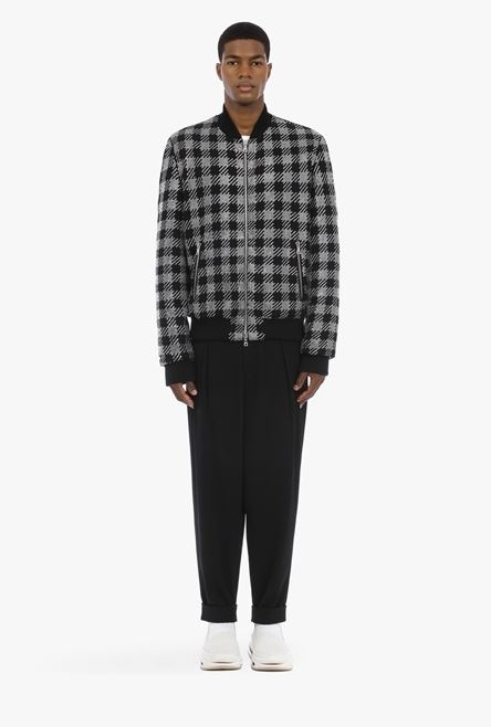 Bomber jacket with rhinestone gingham pattern - 4