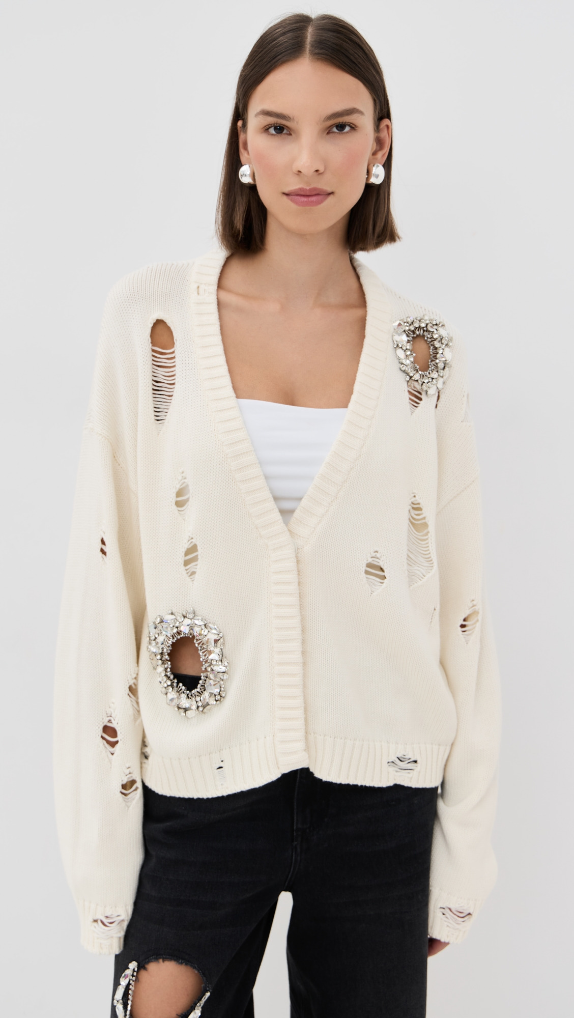 Distressed Crystal Cardigan - 6