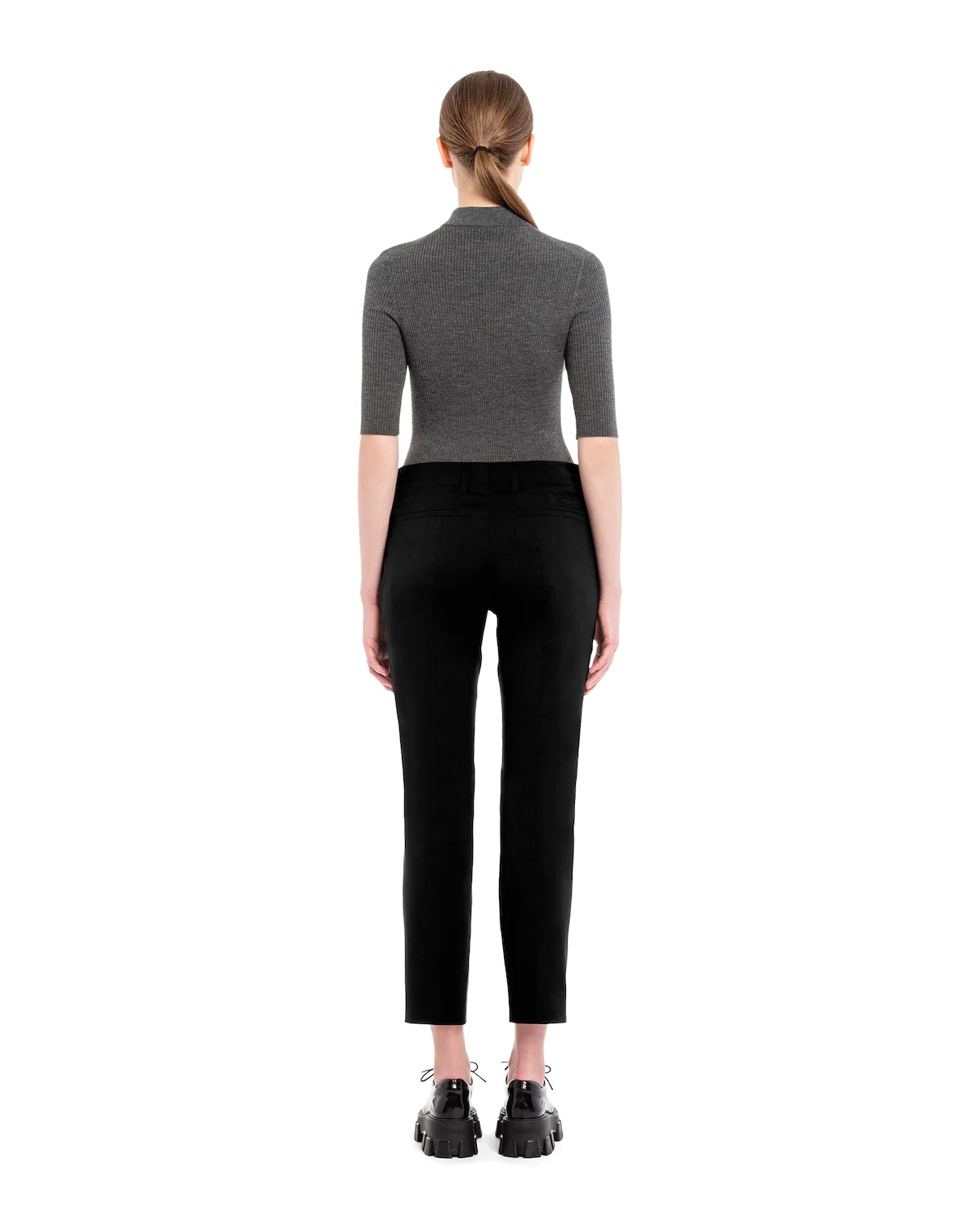 Stretch cotton poplin trousers - 4