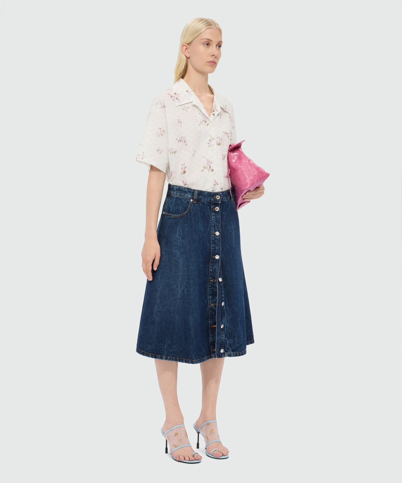 Off-white cotton poplin shirt with all-over print 4