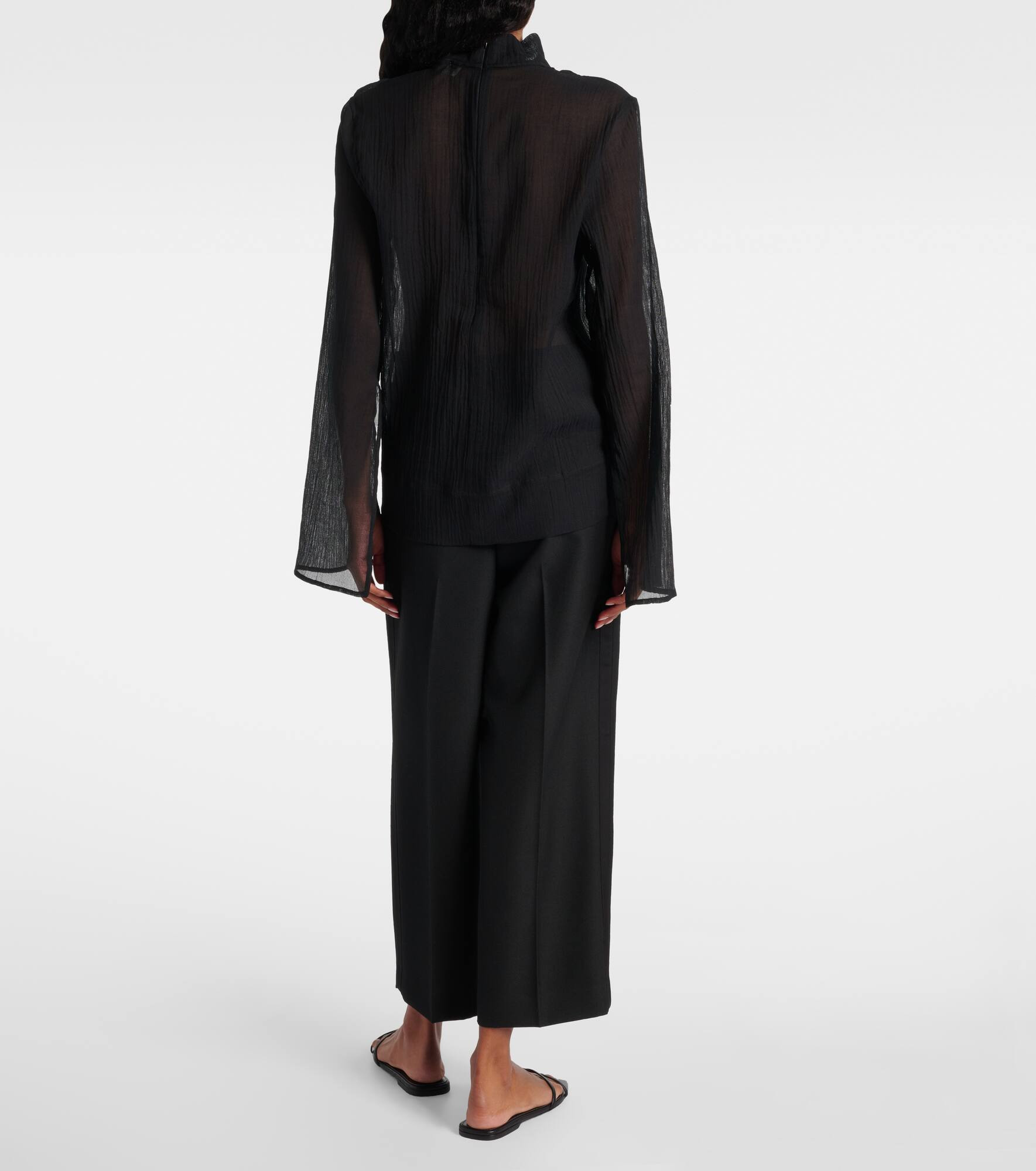 Cotton and silk turtleneck top - 3