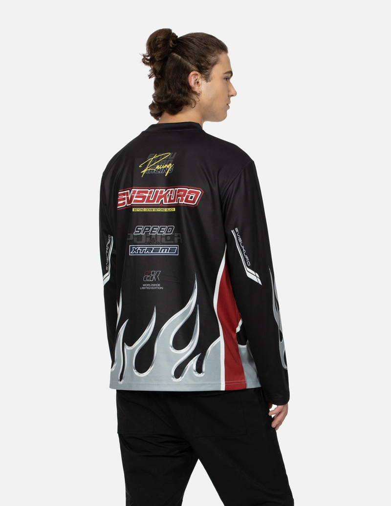 Chrome Fire and Multi-Logo Regular Fit Long-Sleeve Racing T-Shirt 8