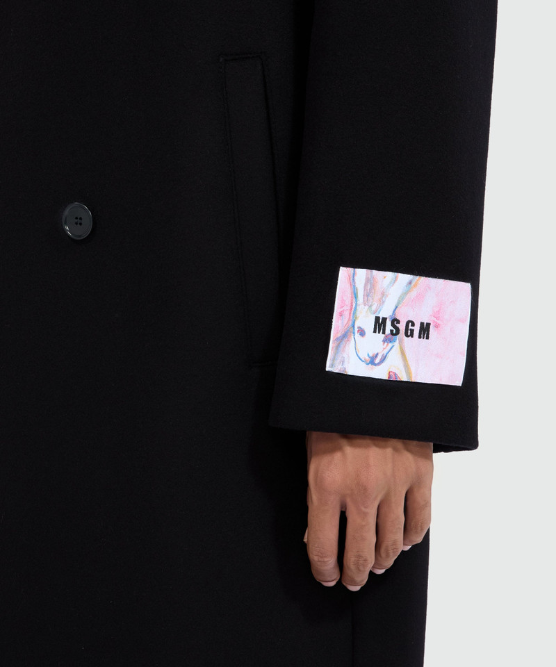 Black double-breasted wool coat 5