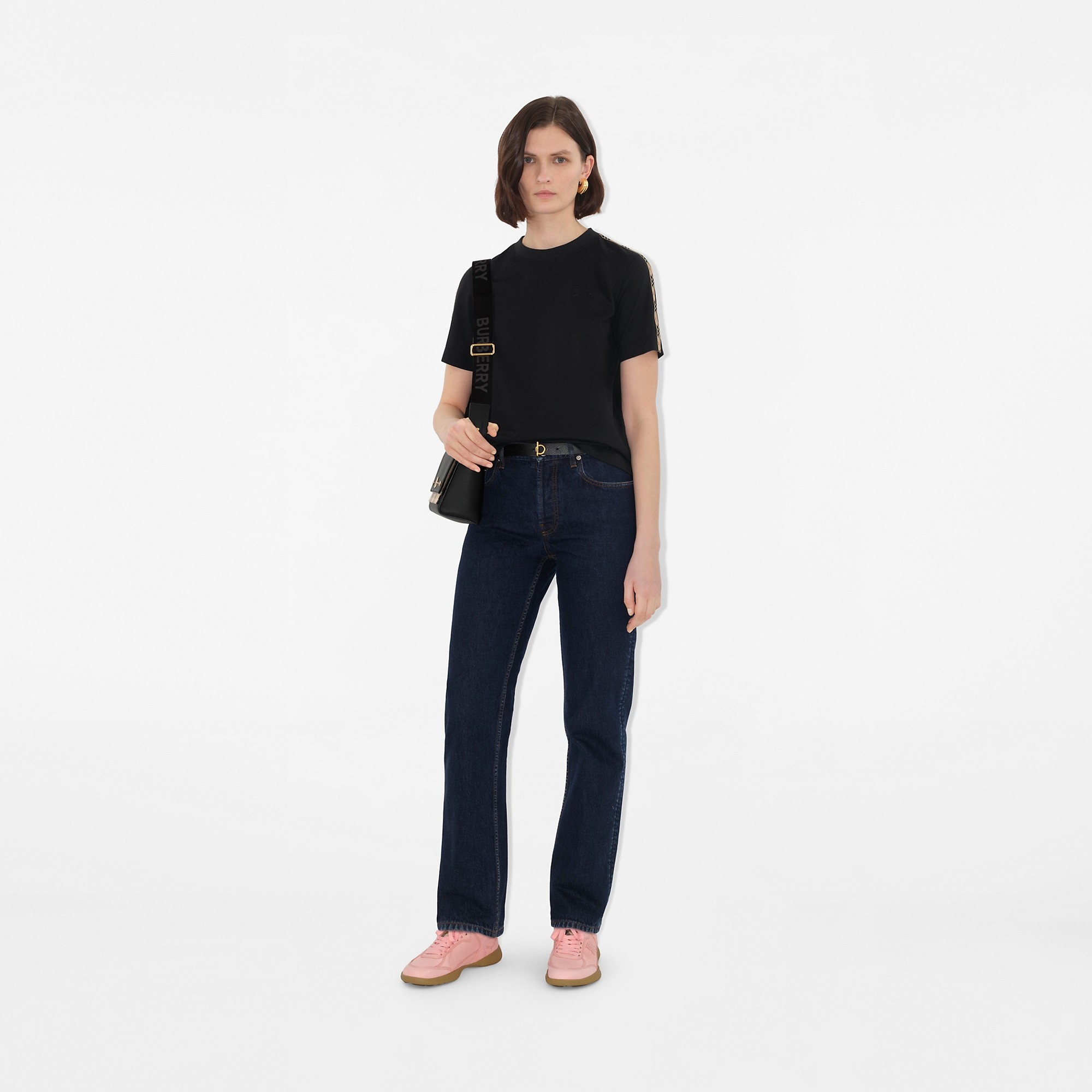 Check Trim Cotton T-shirt - 2