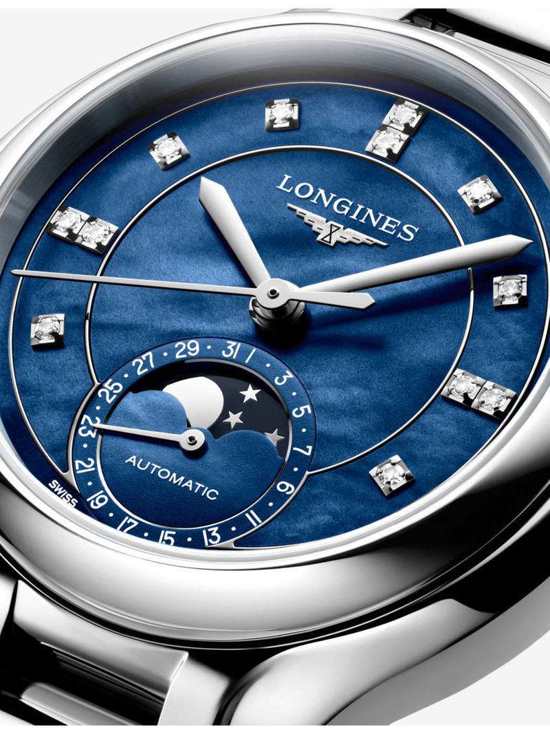 Longines Moonphase Stainless-Steel And 0.051ct Diamond Automatic Watch 34mm outlook