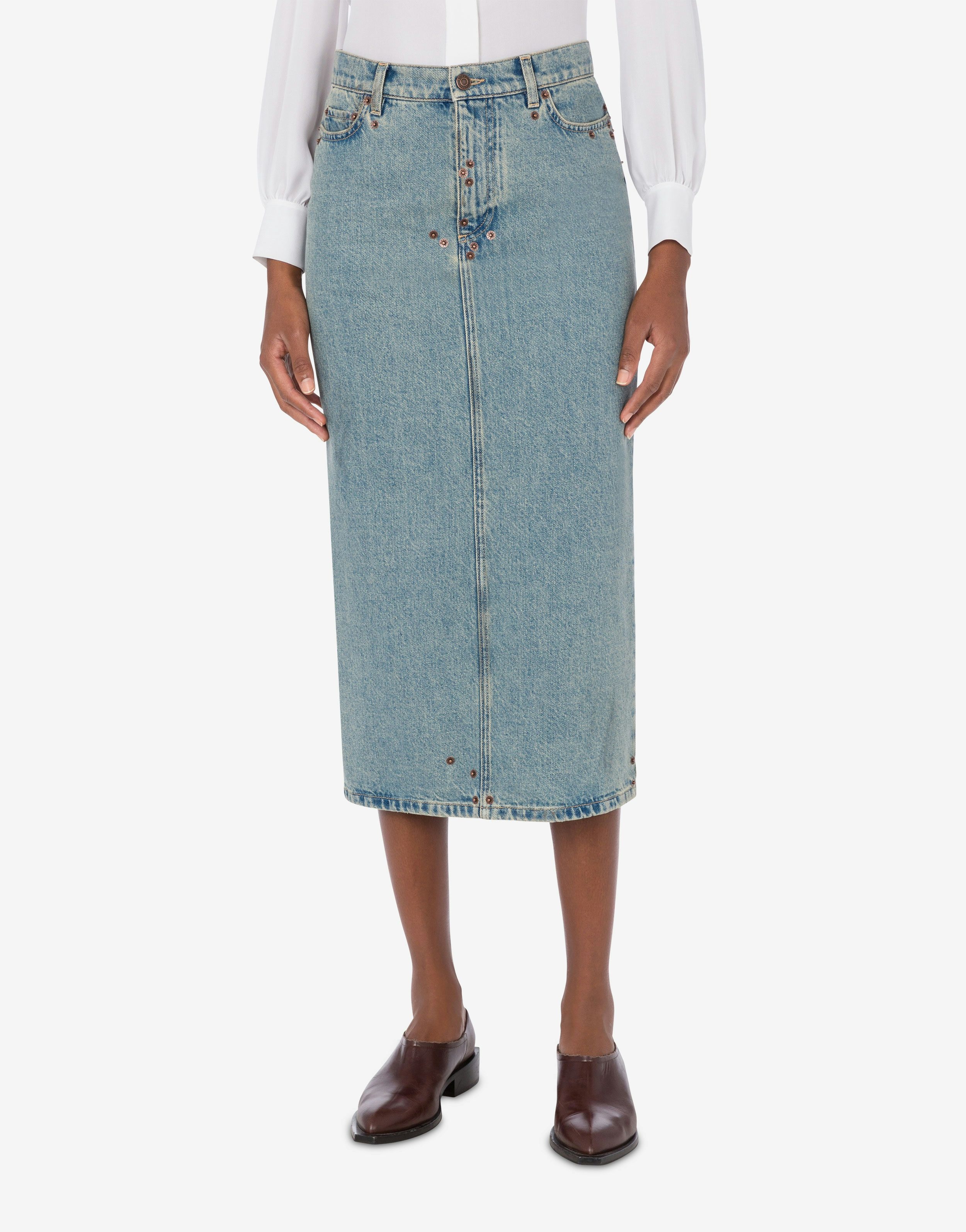 SKIRT IN BLUE COTTON DENIM - 2