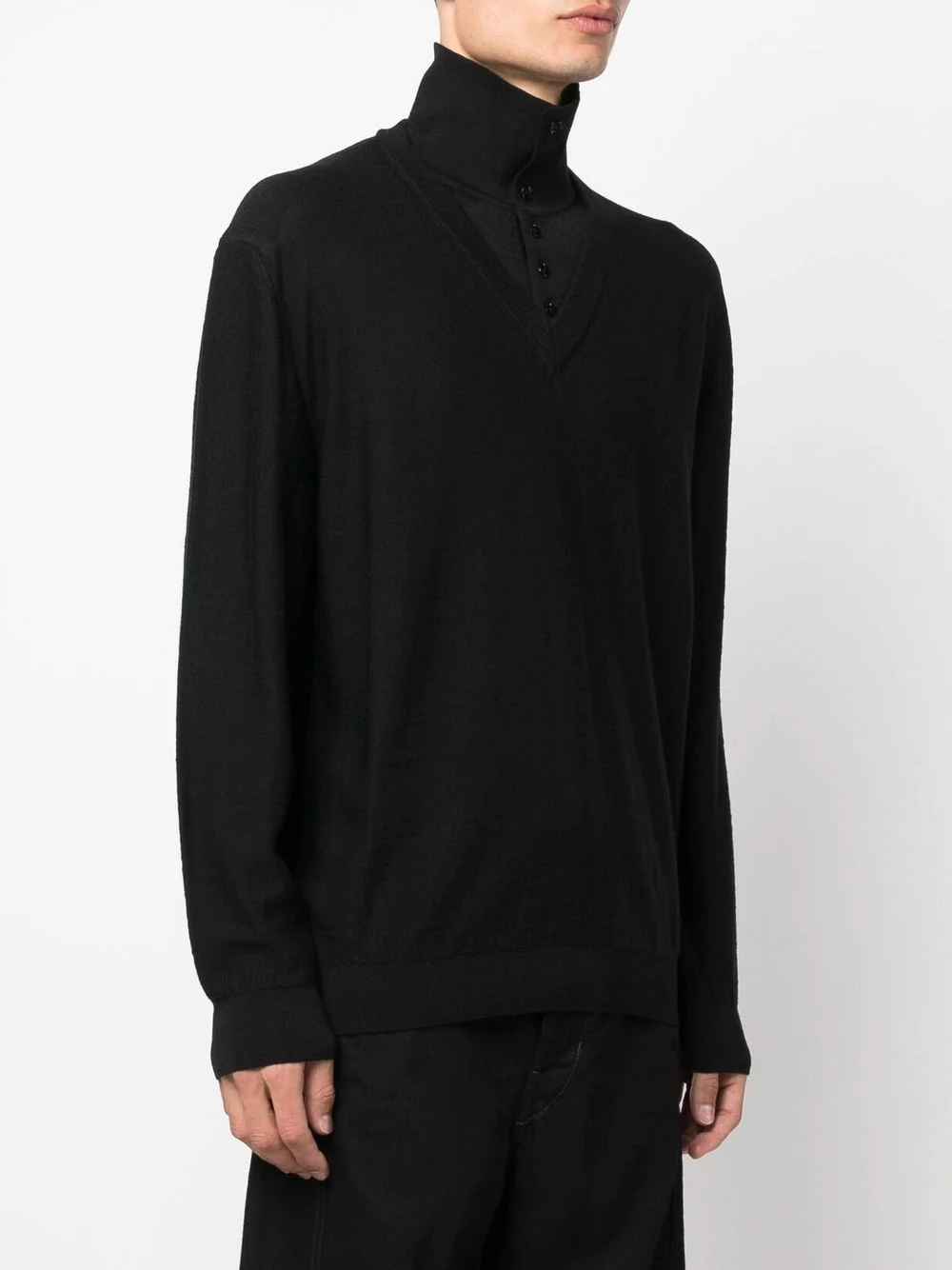 buttoned-up roll neck jumper - 3