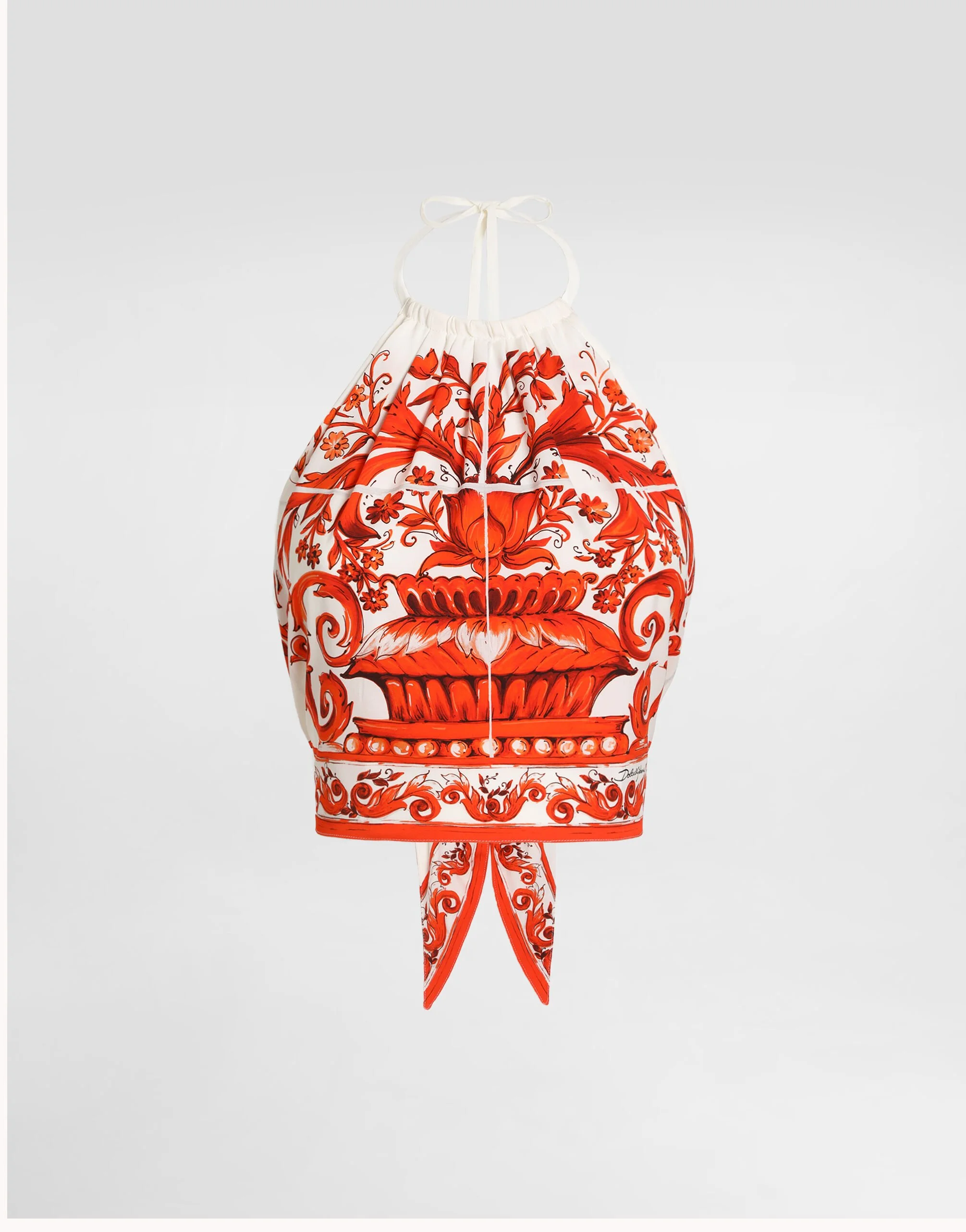 Majolica-print charmeuse top - 1