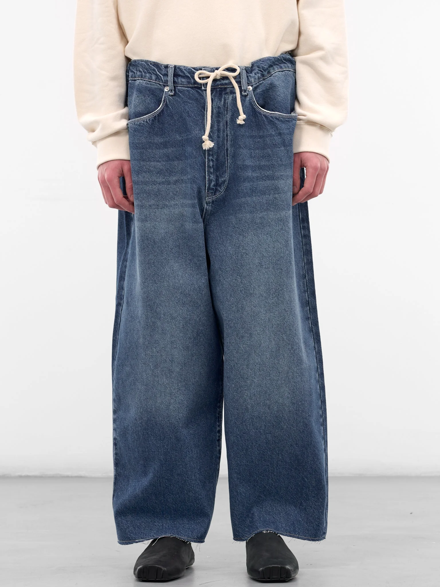 Blue Denim Baggy Wide Jeans - 1